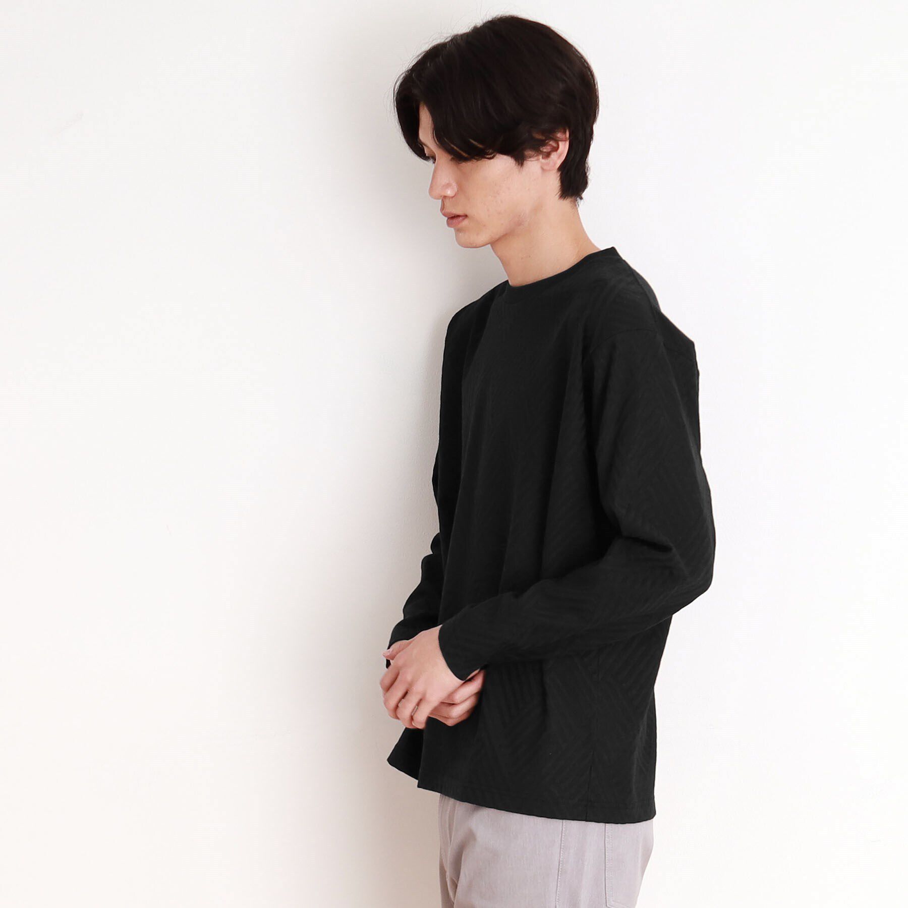 THE SHOP TK「リンクスジャカード長袖Tシャツ ON／OFF兼用」|Tシャツ・カットソー|