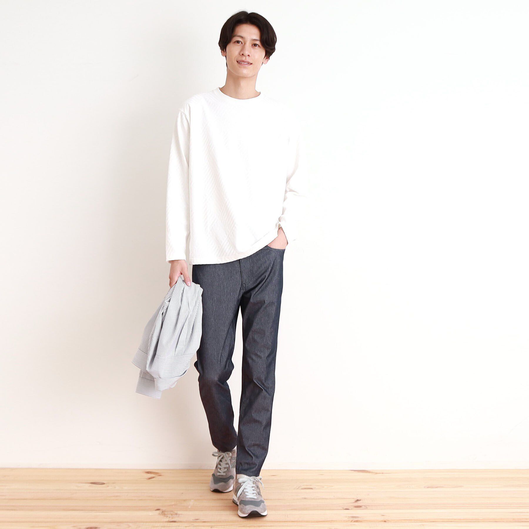 THE SHOP TK「リンクスジャカード長袖Tシャツ ON／OFF兼用」|Tシャツ・カットソー|