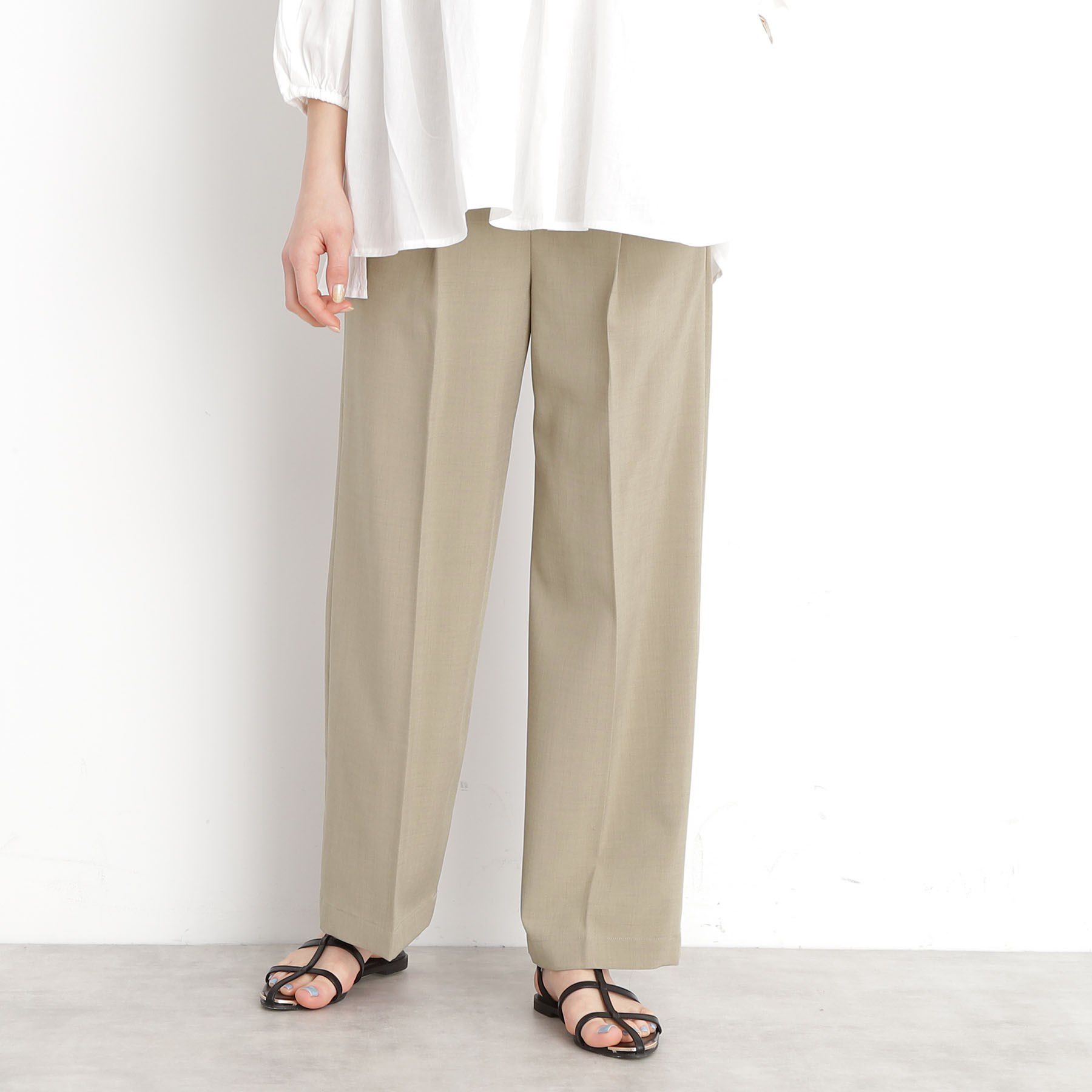 THE SHOP TK「【XS-XLサイズ】麻調ワイドパンツ/洗濯機OK/from the VOICE」|その他|ベージュ(052)