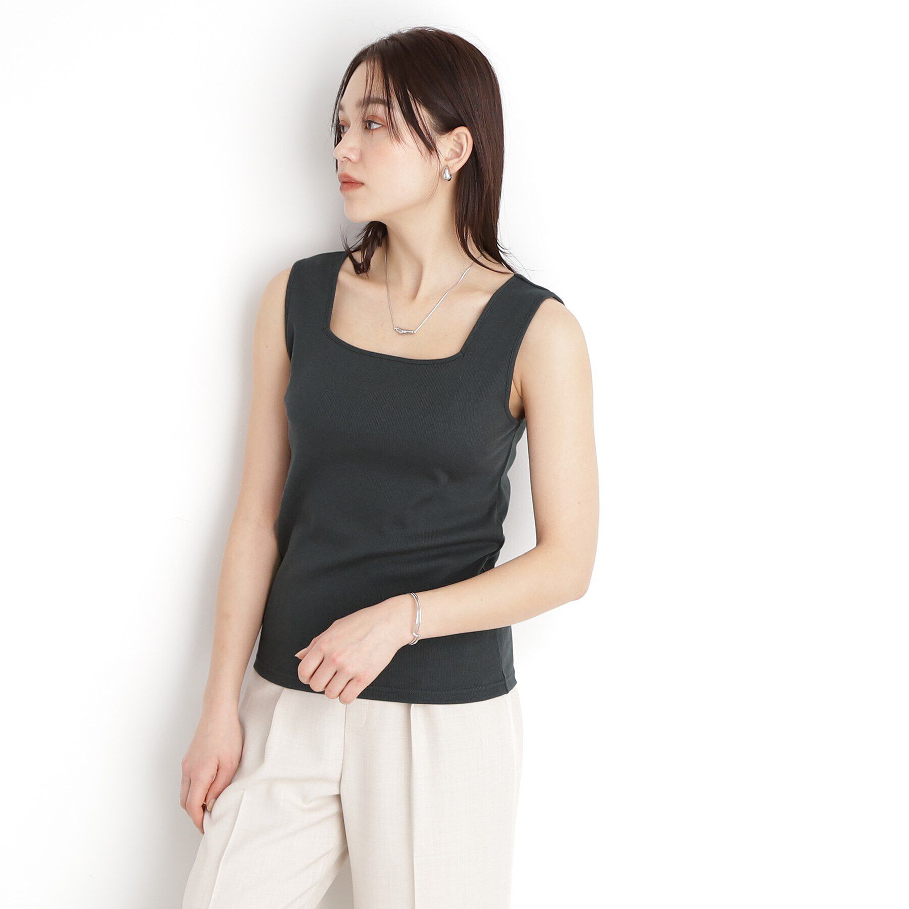 THE SHOP TK「【前後2WAY】スクエアリブタンク/洗える」|キャミソール|