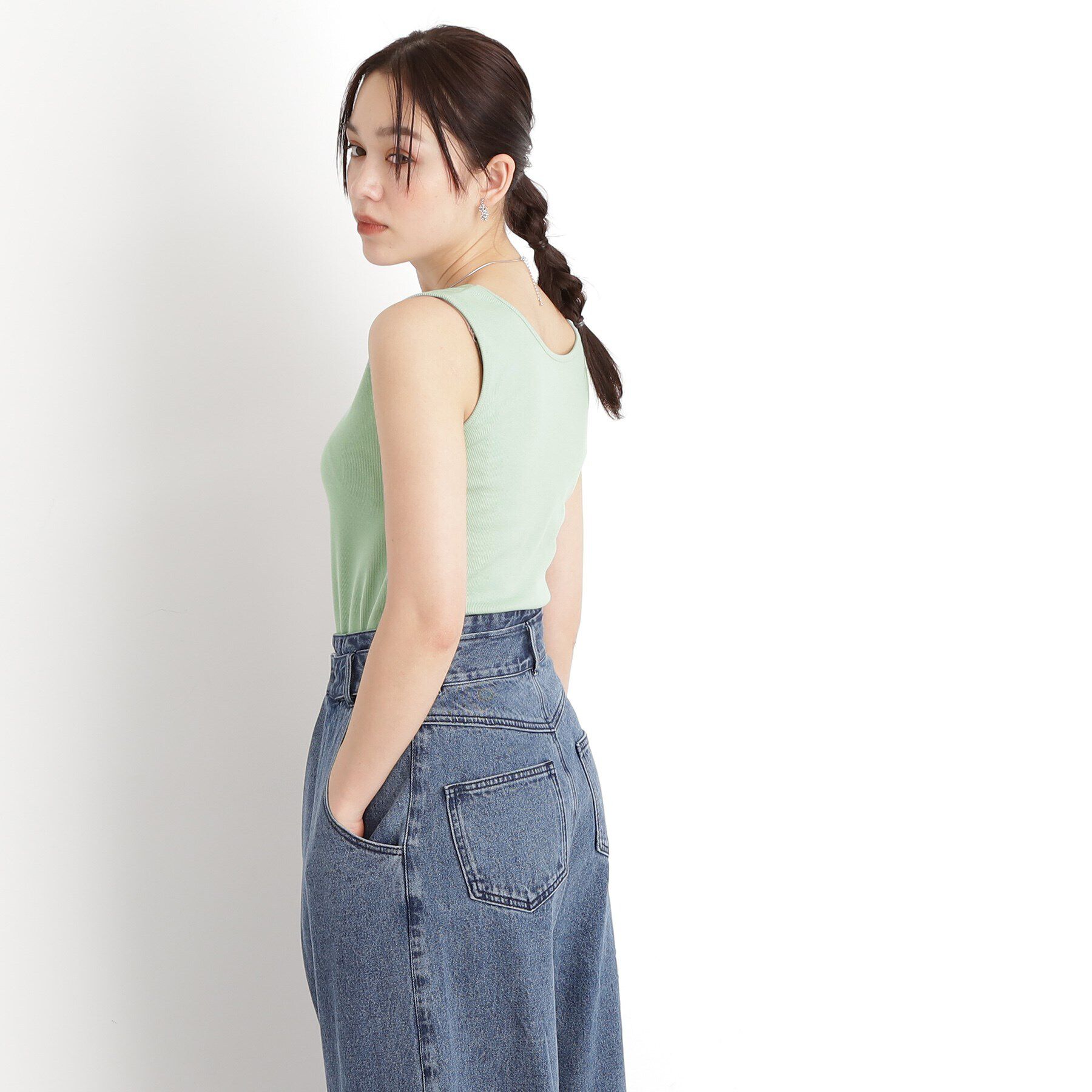 THE SHOP TK「【前後2WAY】スクエアリブタンク/洗える」|キャミソール|