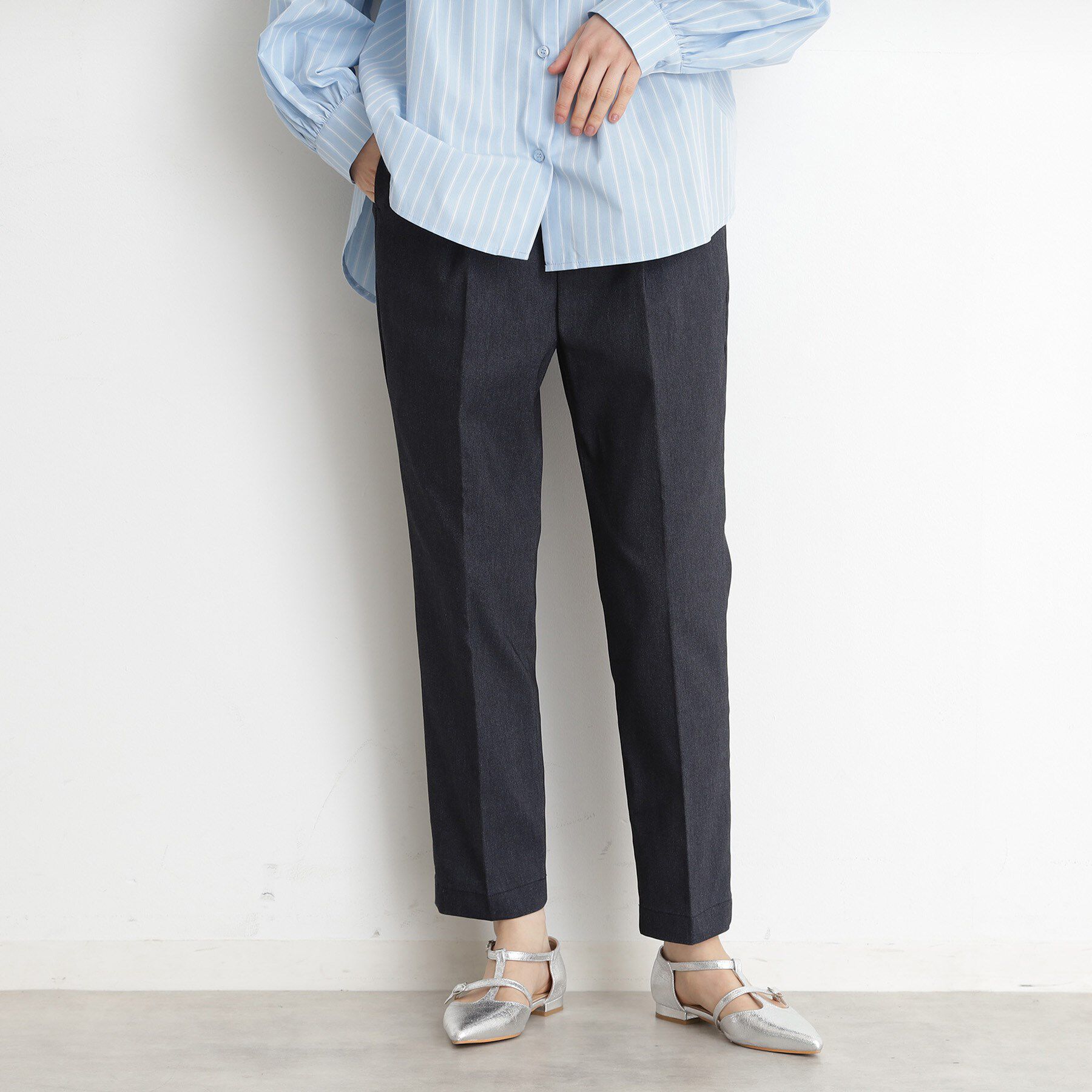 THE SHOP TK「ハイパーストレッチテーパードパンツ【洗える】」|その他|ネイビー(094)