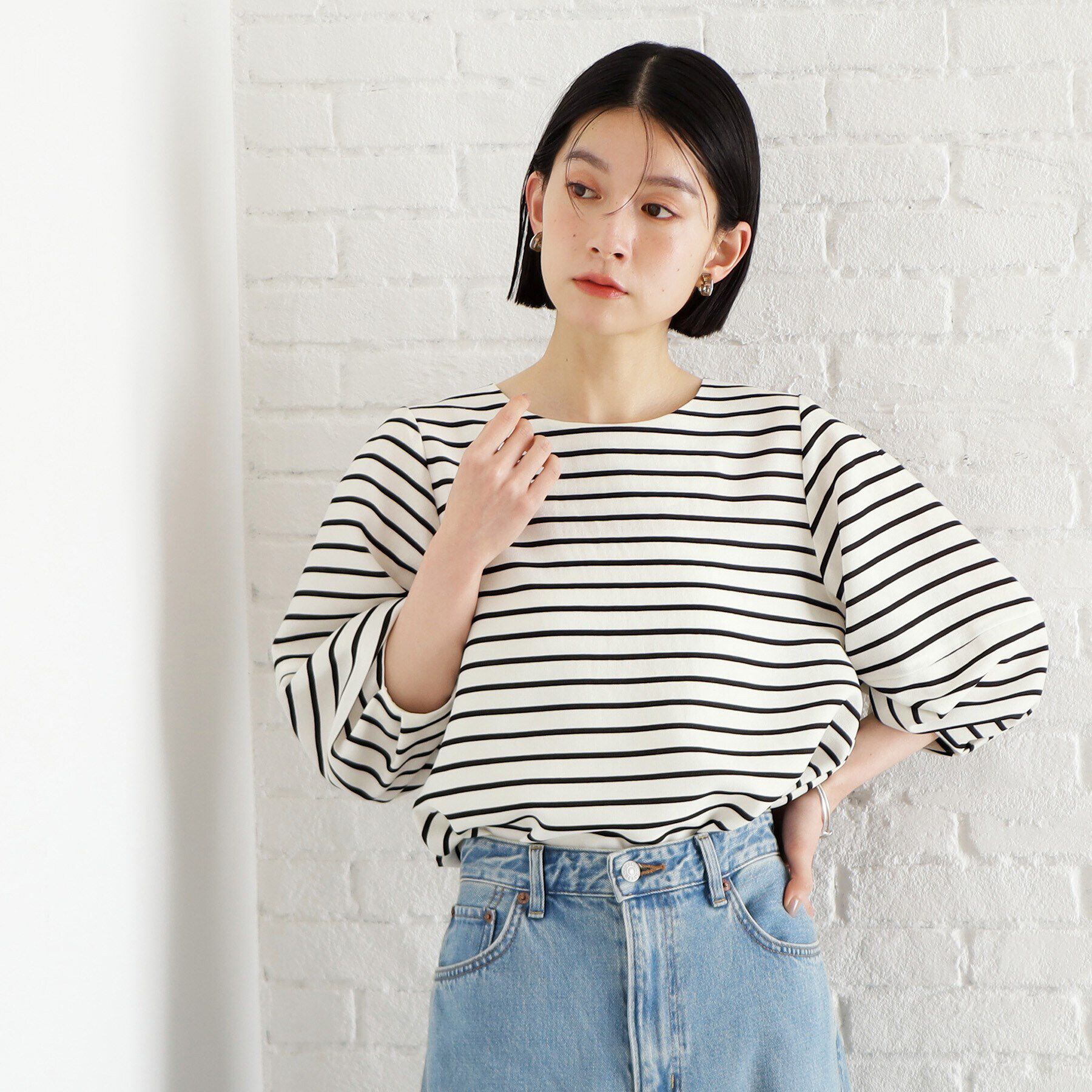 THE SHOP TK「麻調ランタン袖ブラウス【洗える】」|シャツ・ブラウス|