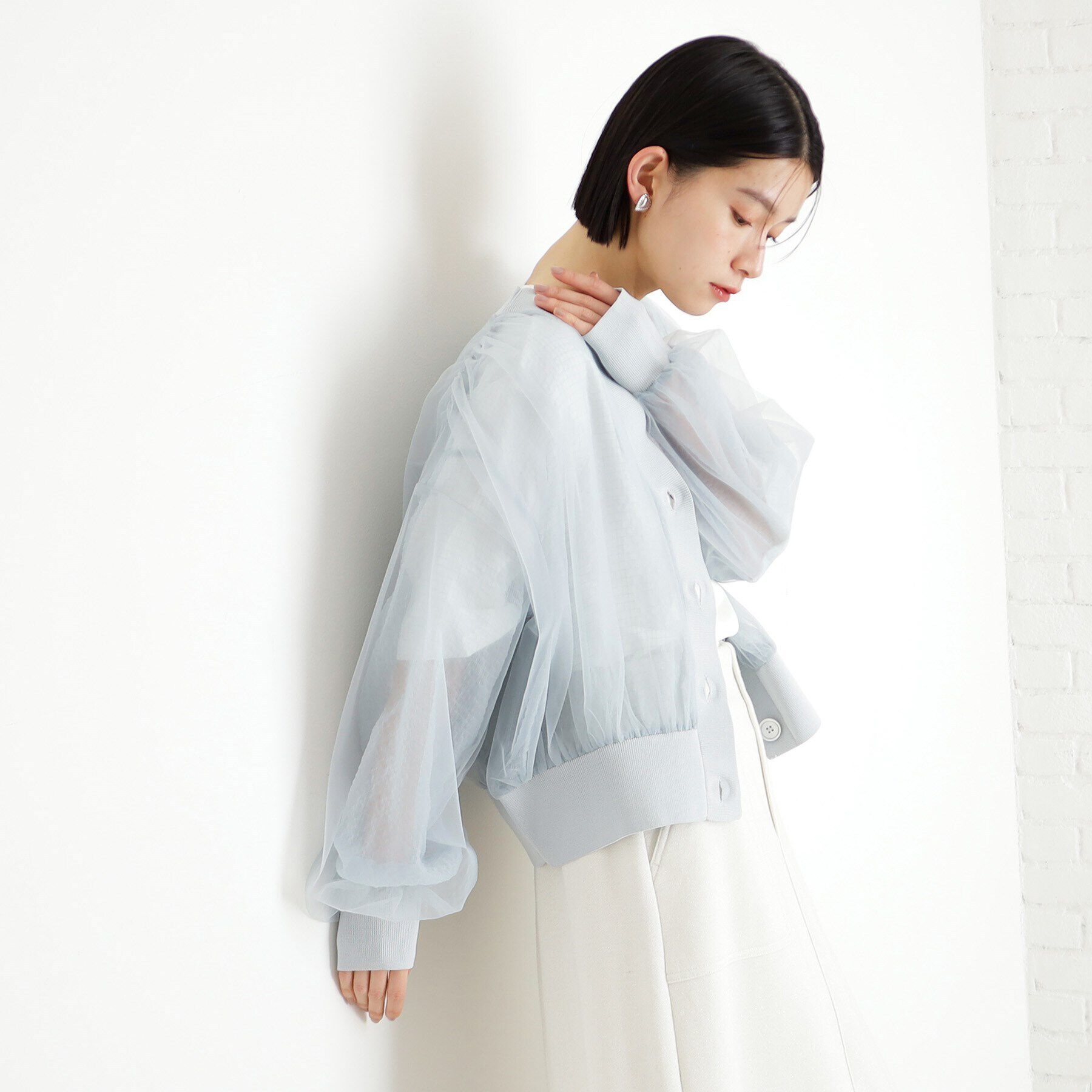 THE SHOP TK「シアー重ねカーディガン【洗える】」|カーディガン|サックスブルー(09