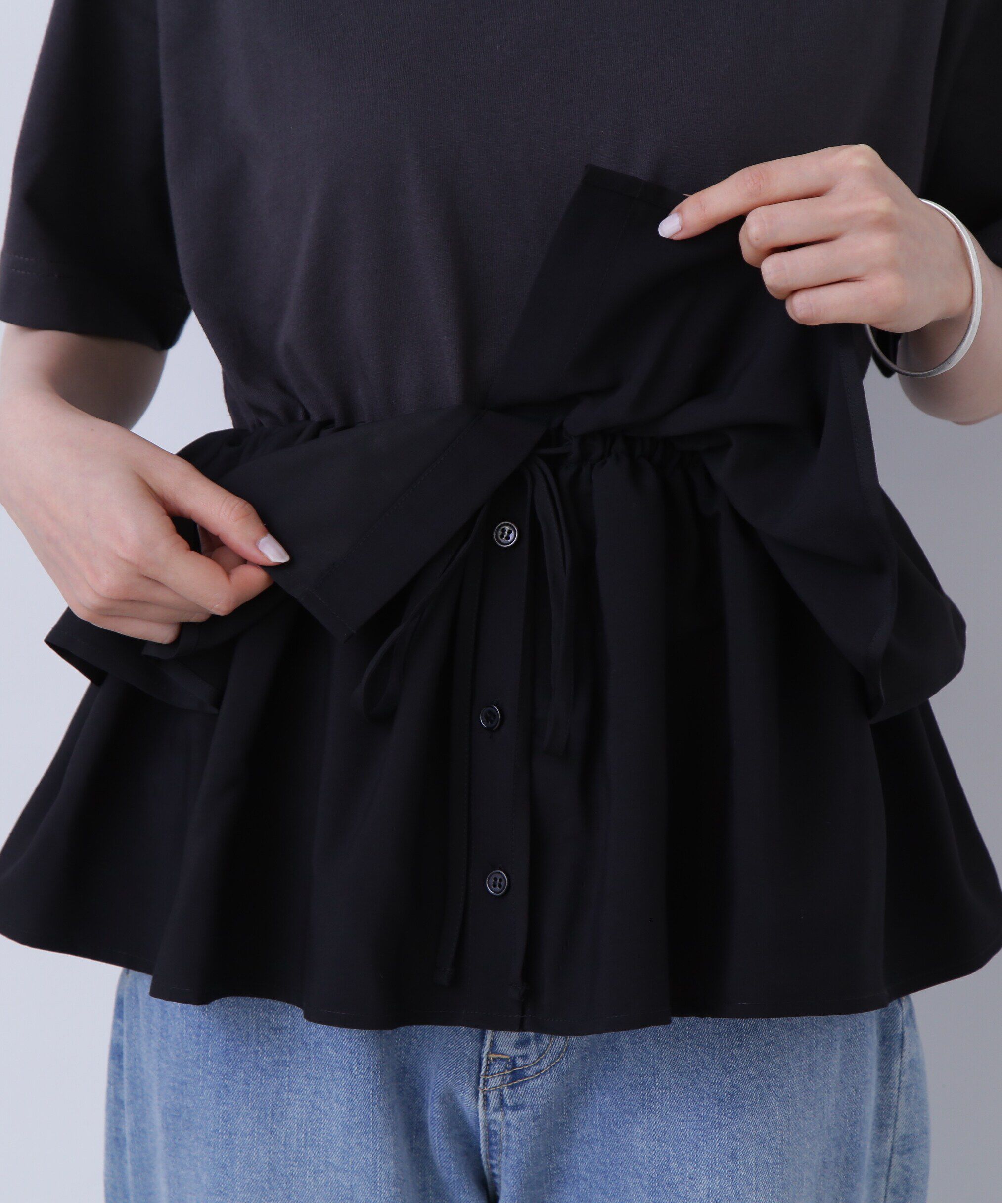  「異素材ペプラムトップ」|Tシャツ・カットソー|