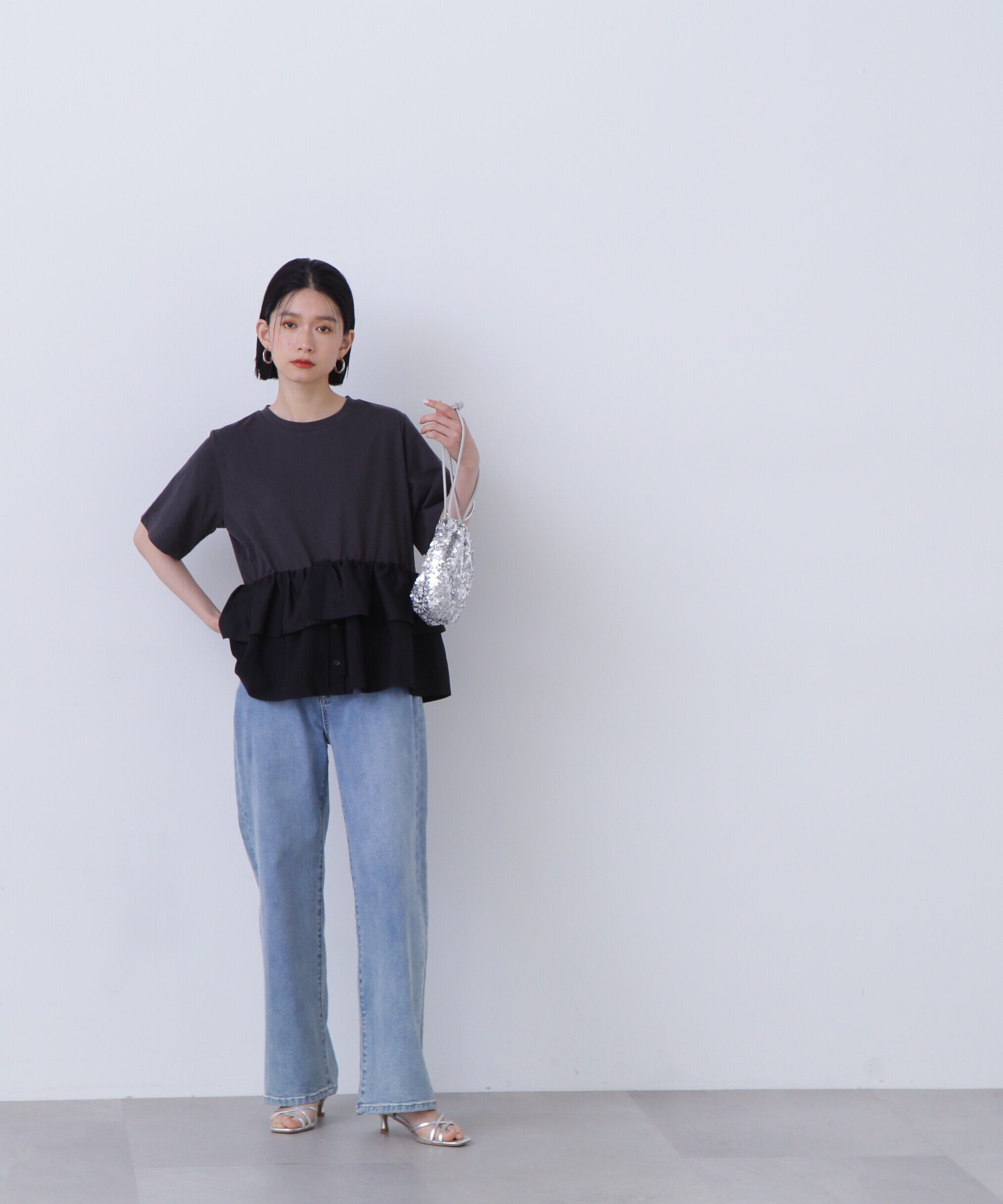  「異素材ペプラムトップ」|Tシャツ・カットソー|