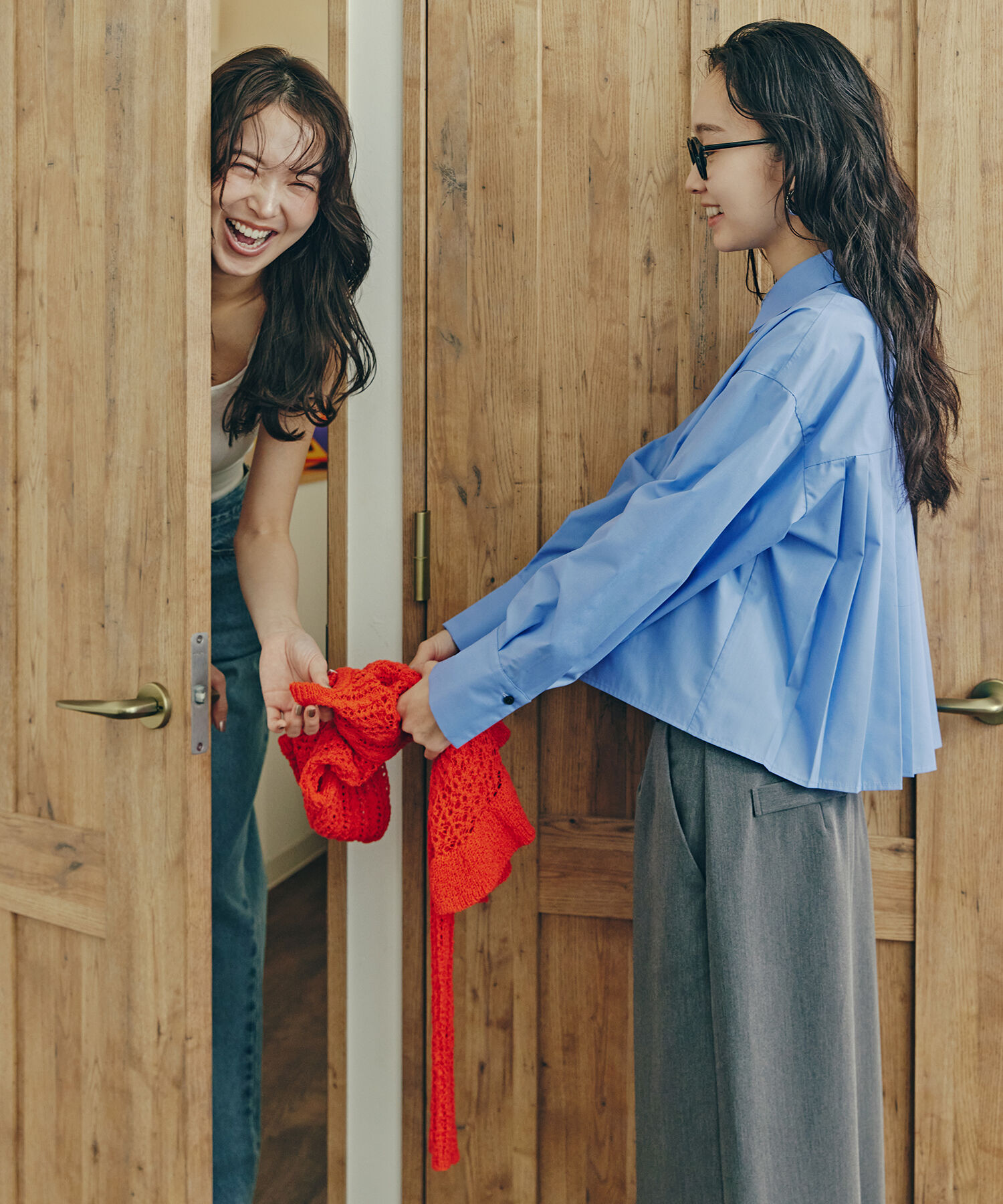  「バックプリーツショートシャツ」|シャツ・ブラウス|ブルー