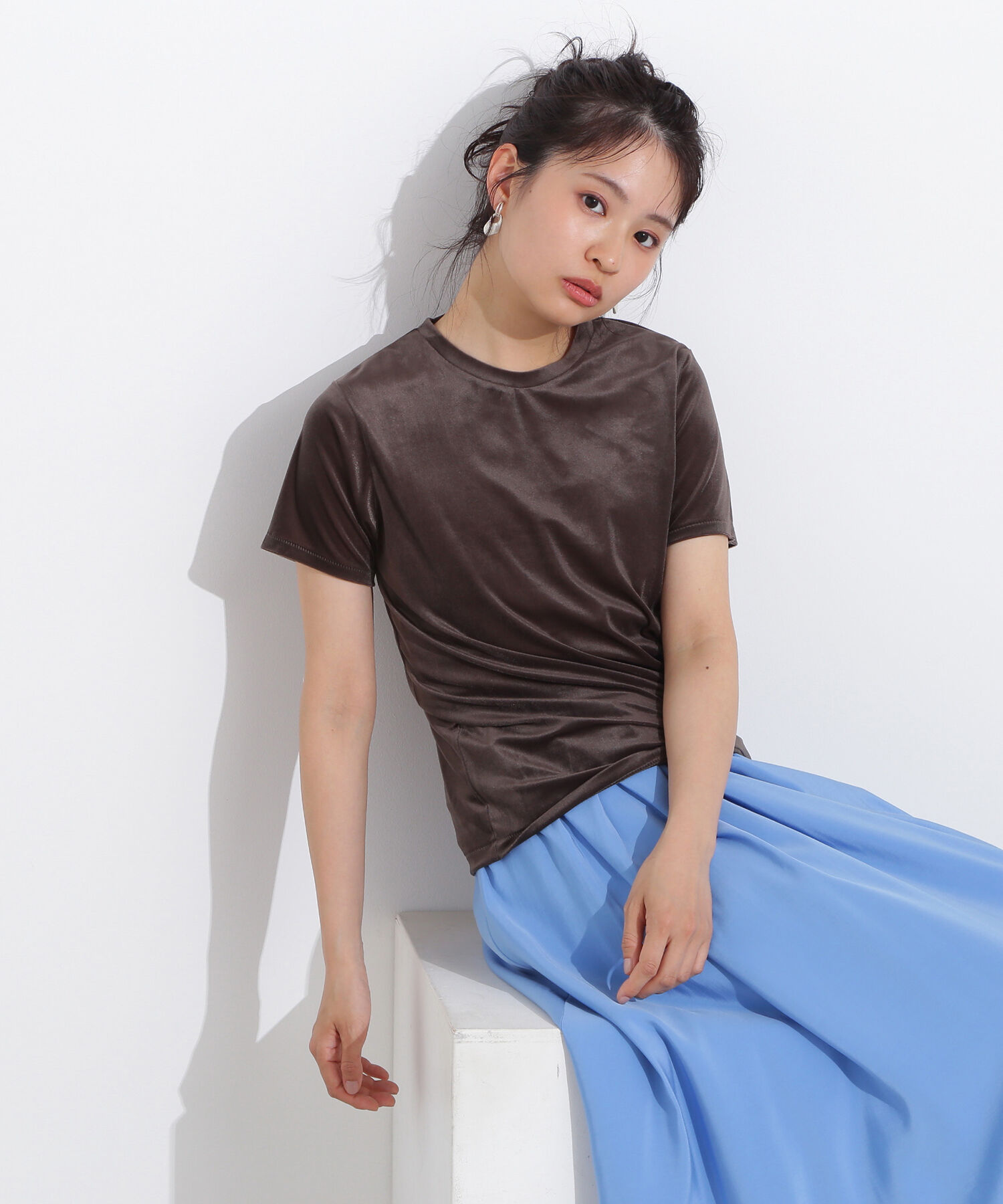  「ベロアTシャツ」|Tシャツ・カットソー|ブラウン