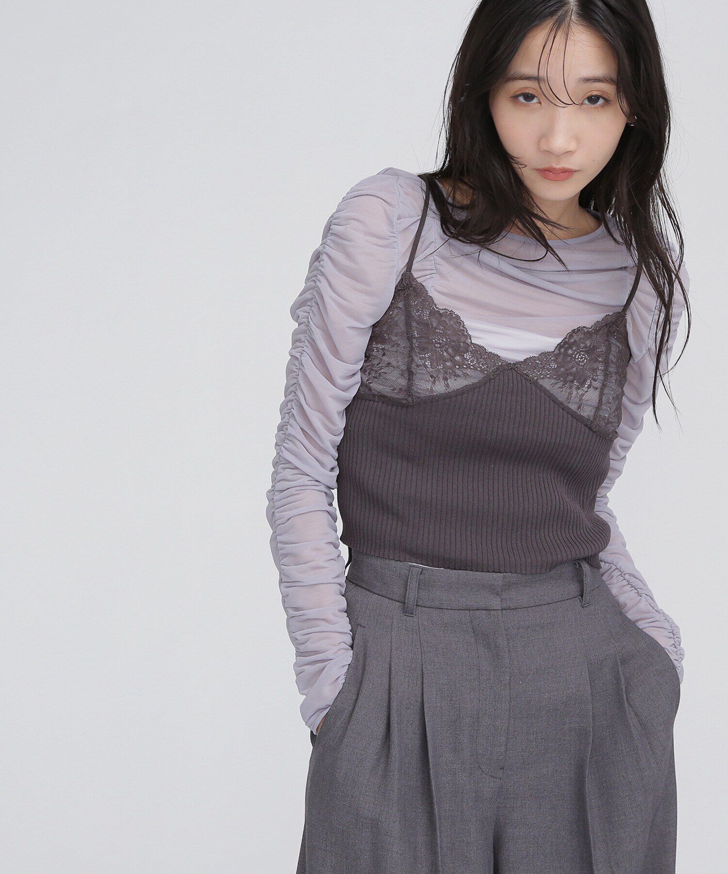  「コンパクトレースニットキャミソール」|ニット・セーター|