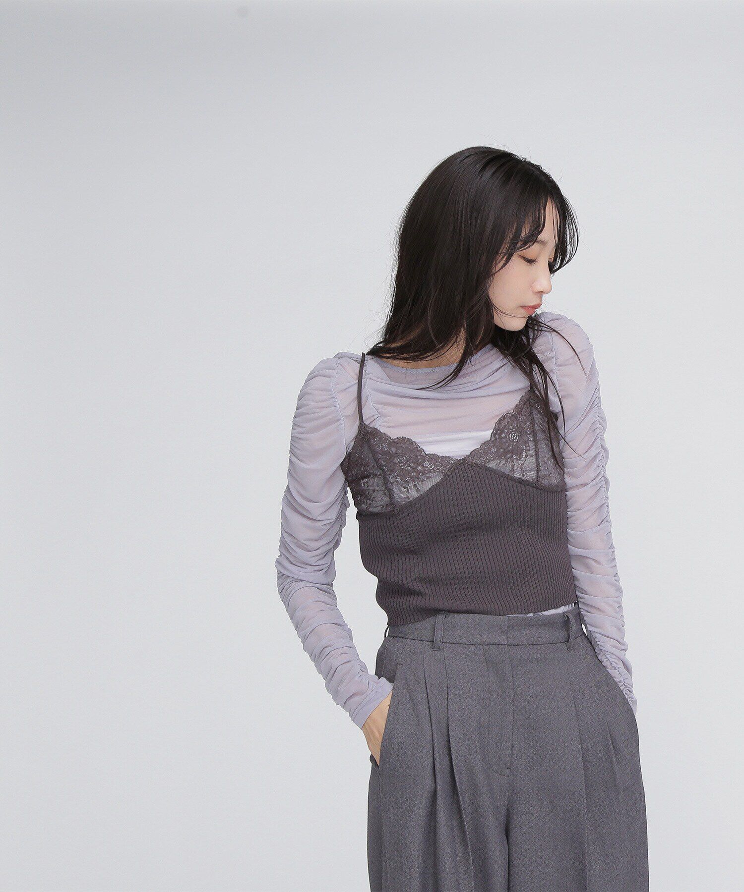  「コンパクトレースニットキャミソール」|ニット・セーター|