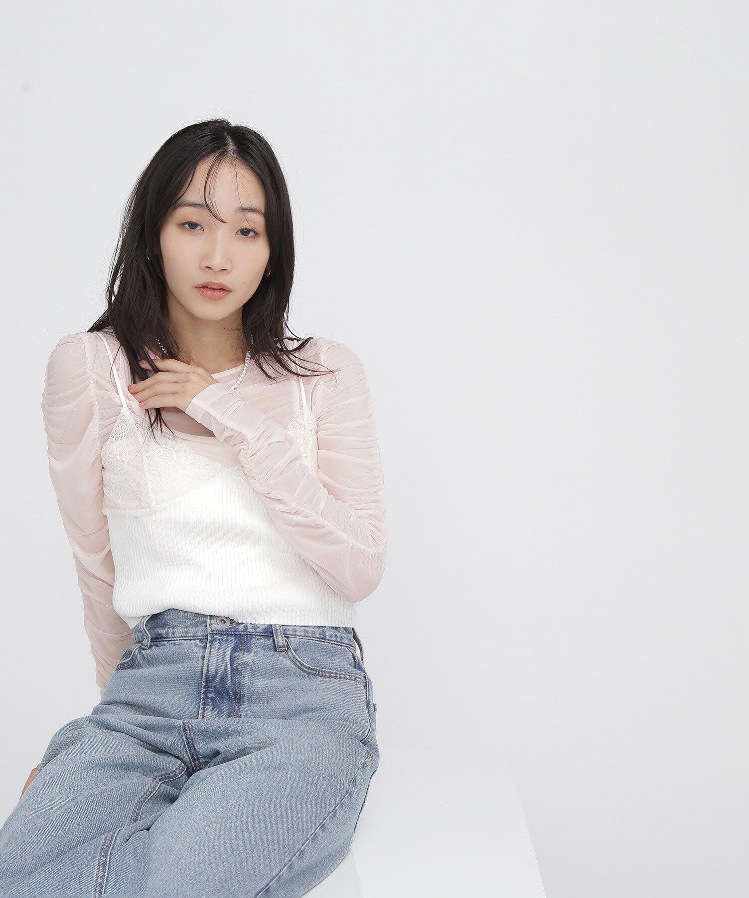  「コンパクトレースニットキャミソール」|ニット・セーター|