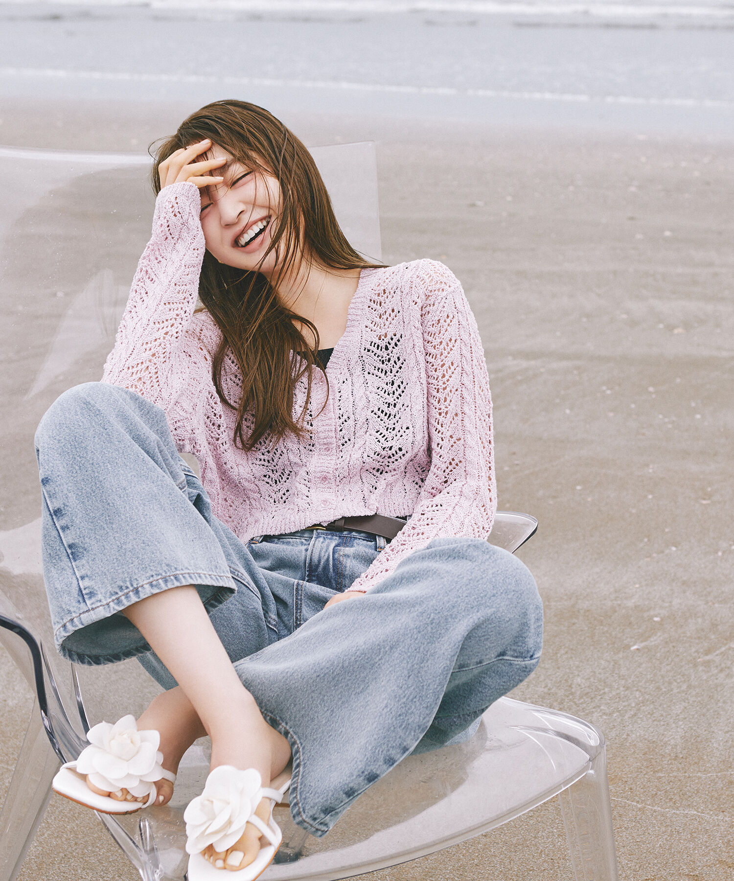  「ワイドストレートデニムパンツ」|その他|ブルー