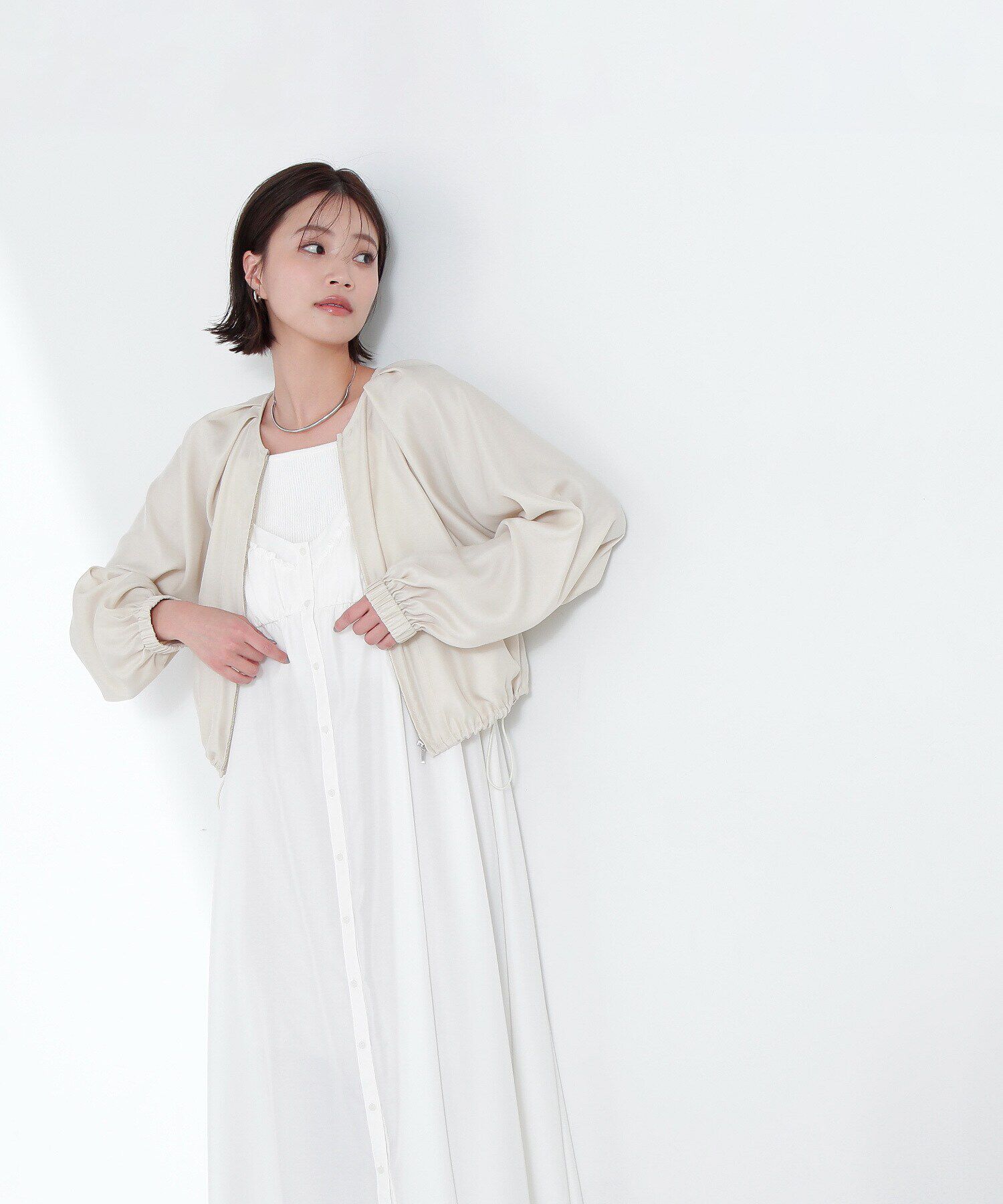  「シアークロップドブルゾン」|ブルゾン・スタジャン|ベージュ