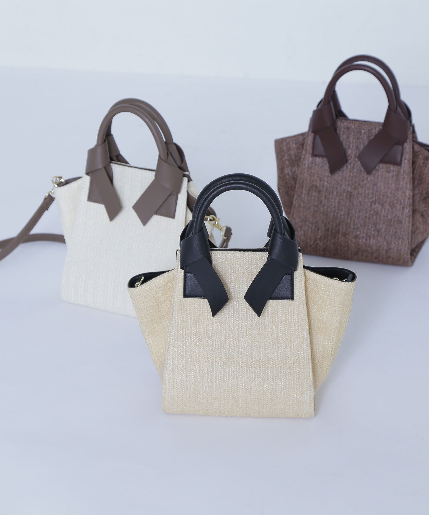  「PPリボンハンドルトートバッグ」|トートバッグ|ベージュ