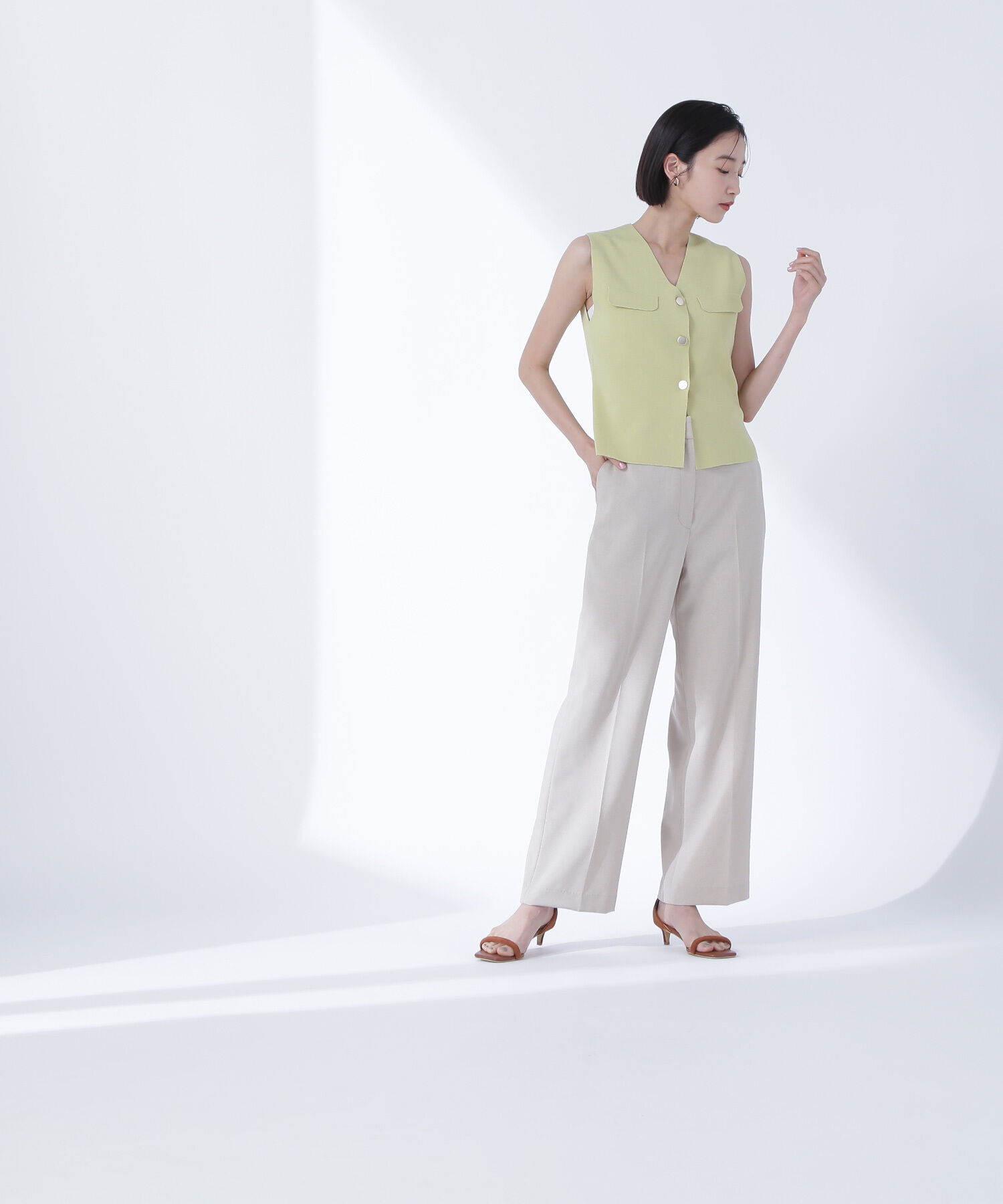  「ドライタッチストレートパンツ」|その他|ベージュ