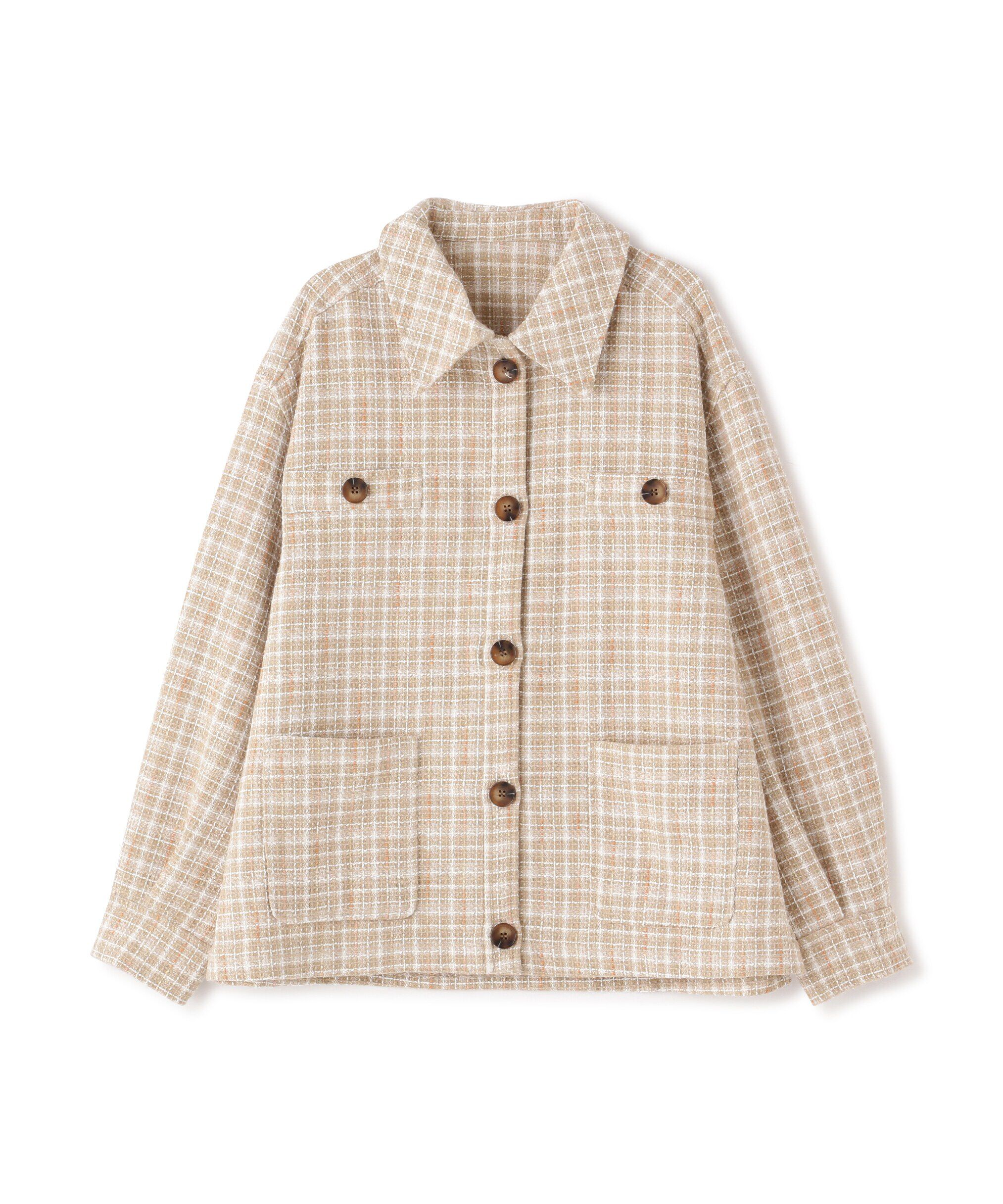  「ツイードミドル丈シャツジャケット」|ブルゾン・スタジャン|