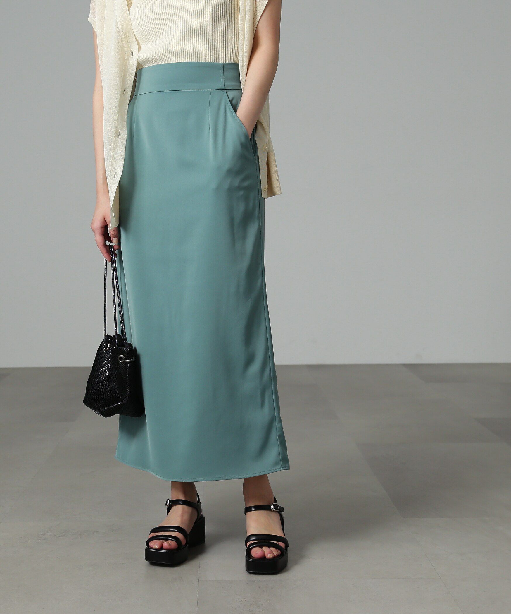  「ハイウエストナロースカート」|スカート|