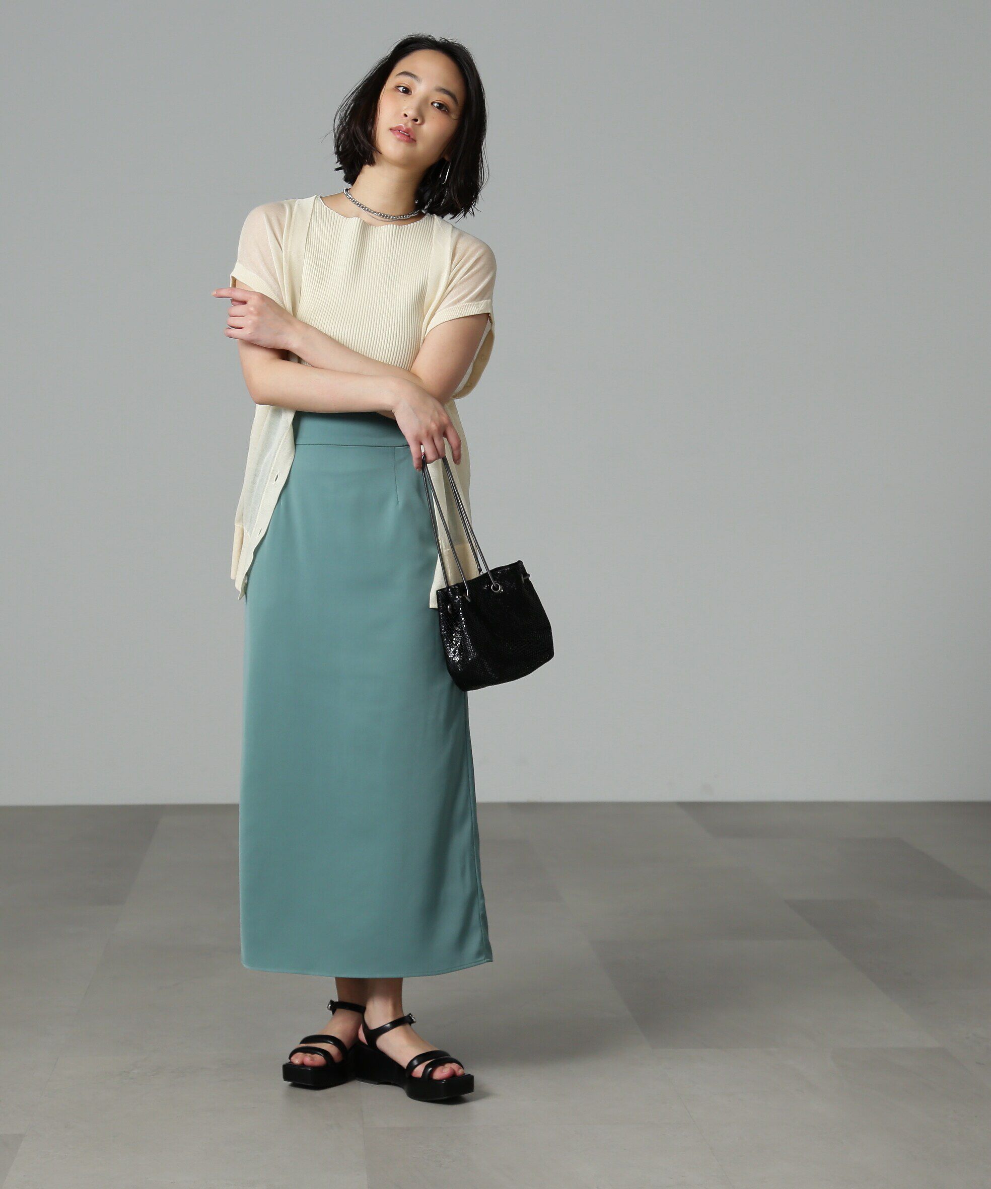  「ハイウエストナロースカート」|スカート|