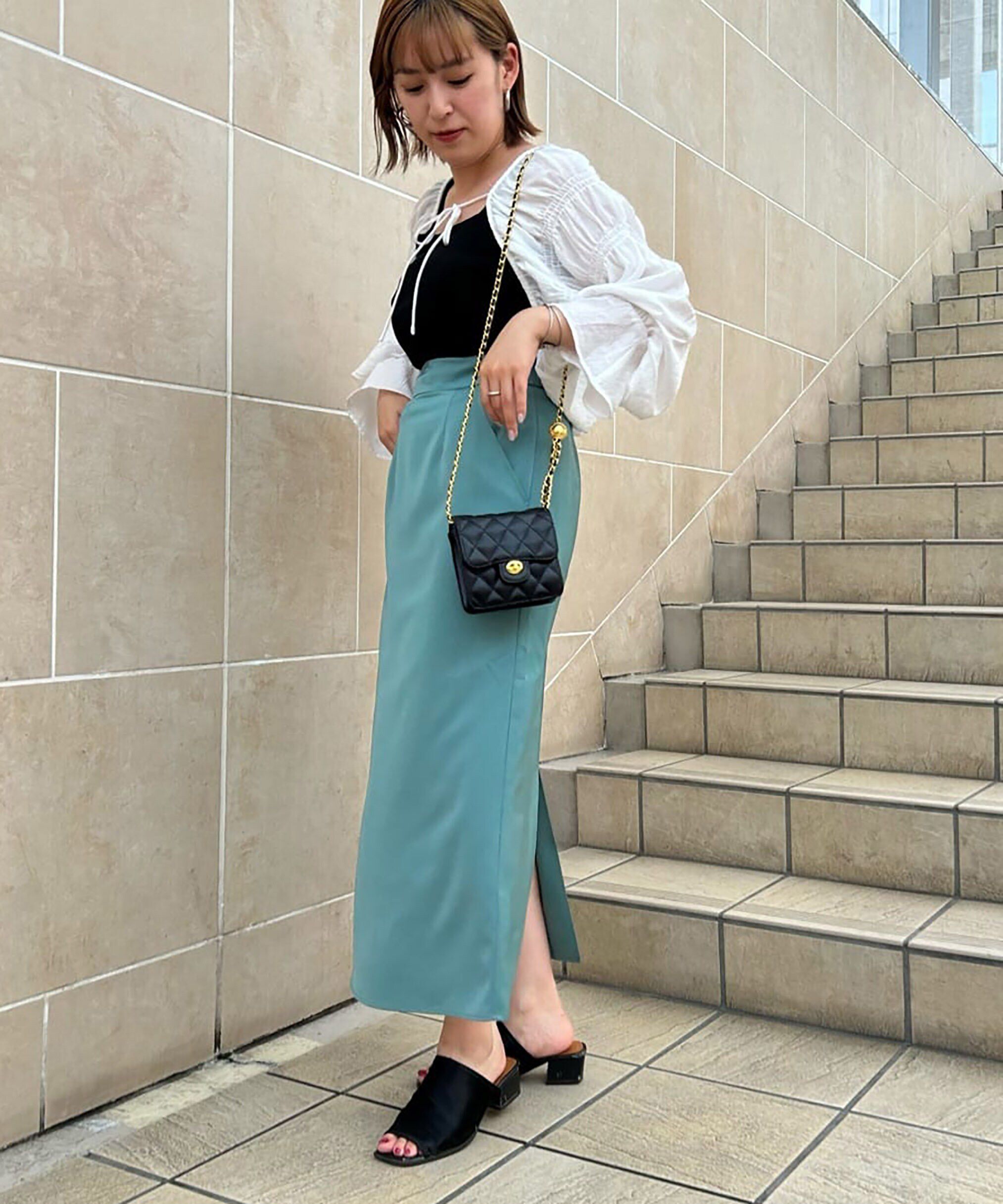  「ハイウエストナロースカート」|スカート|