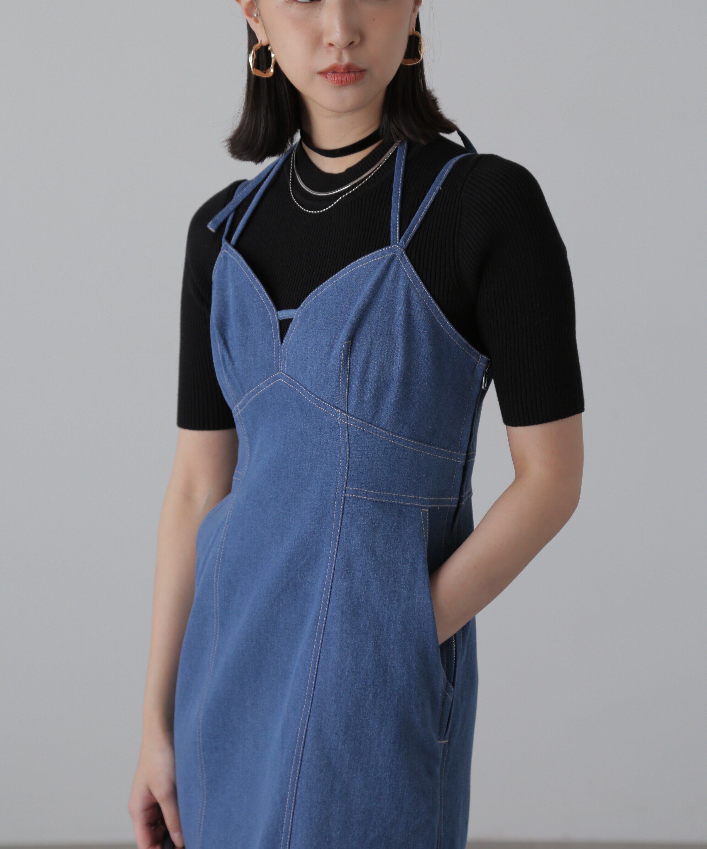  「ライトオンスデニムマーメイドキャミワンピース」|ワンピース|