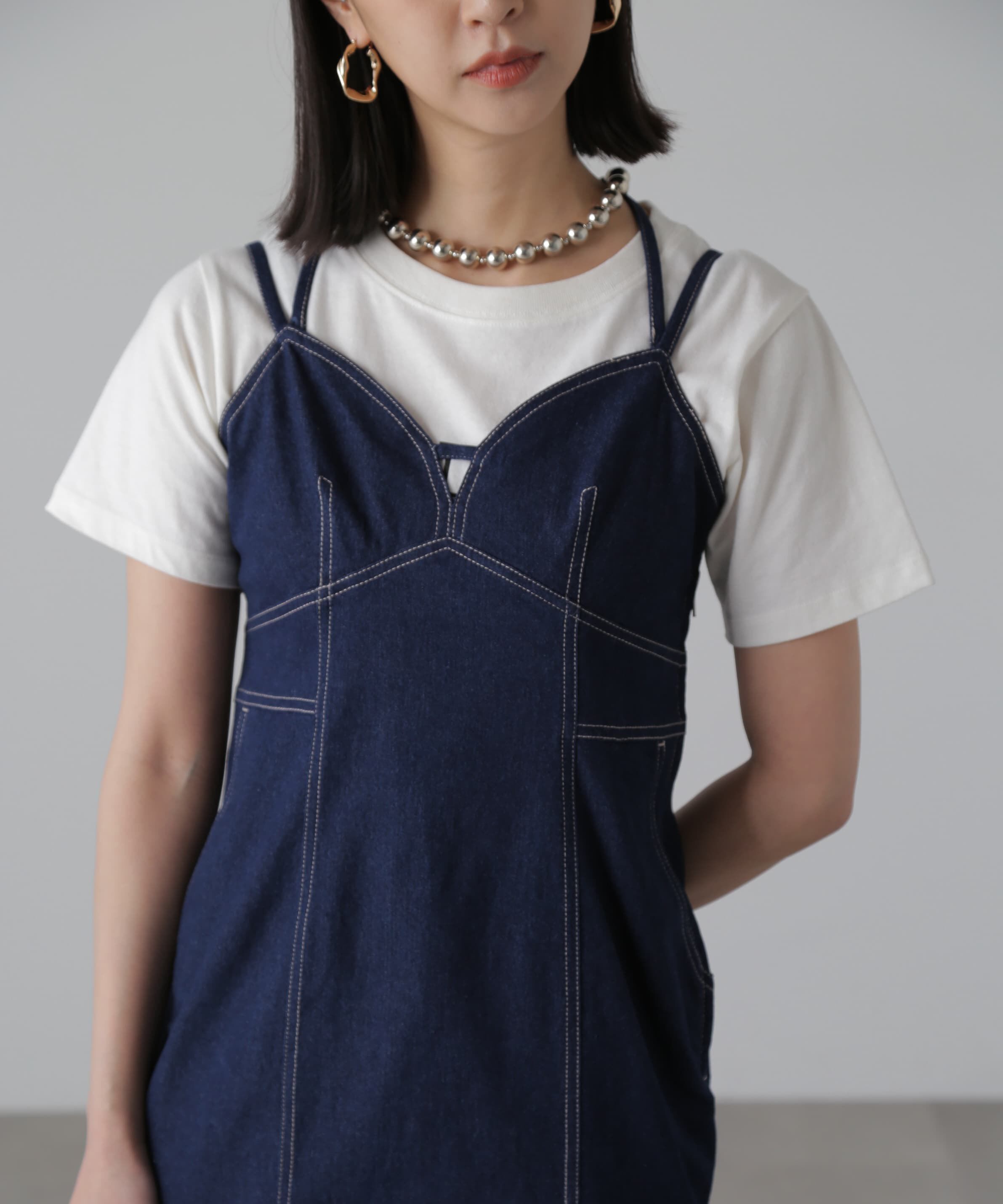  「ライトオンスデニムマーメイドキャミワンピース」|ワンピース|