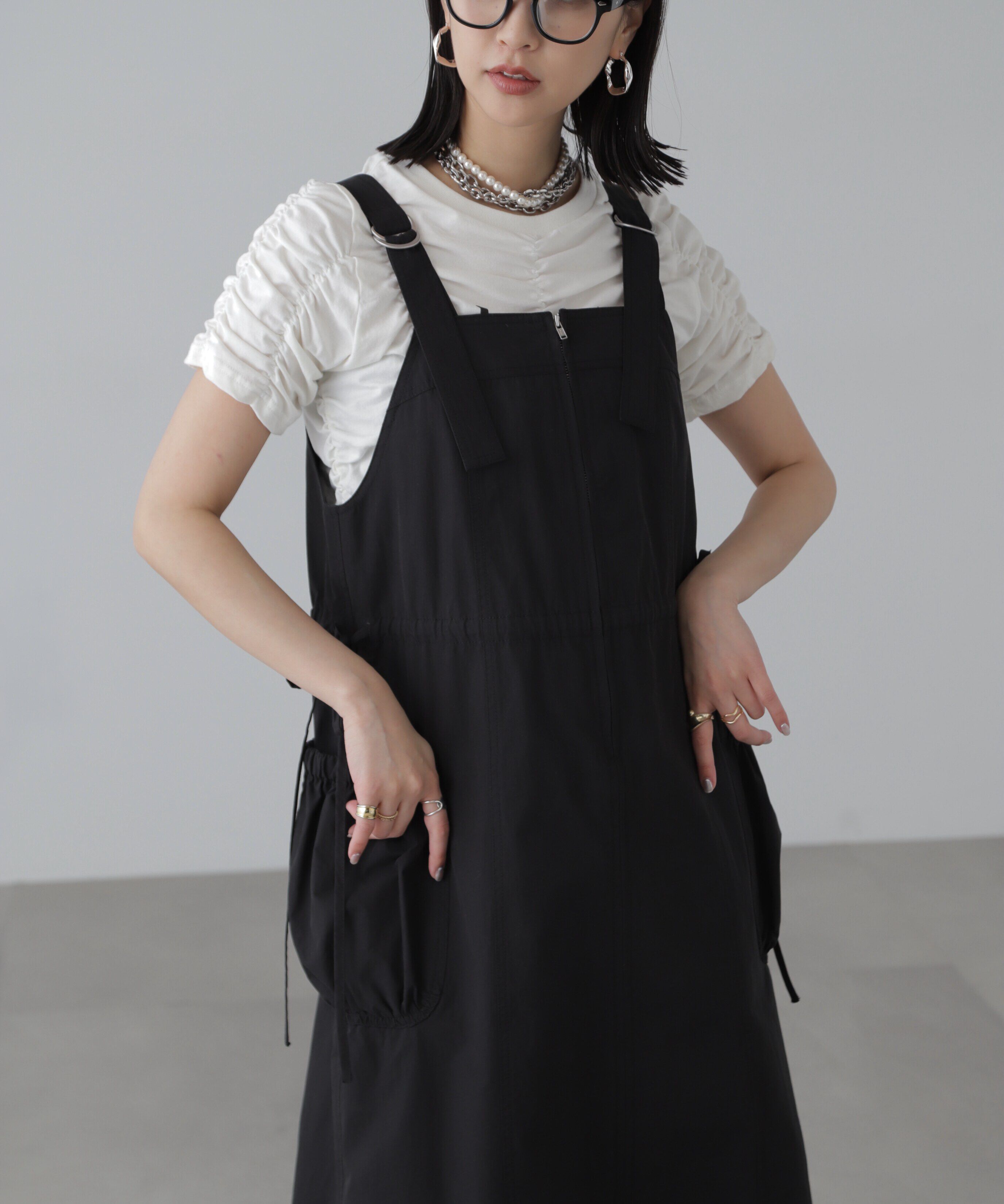  「フロントジップジャンパースカート」|ワンピース|