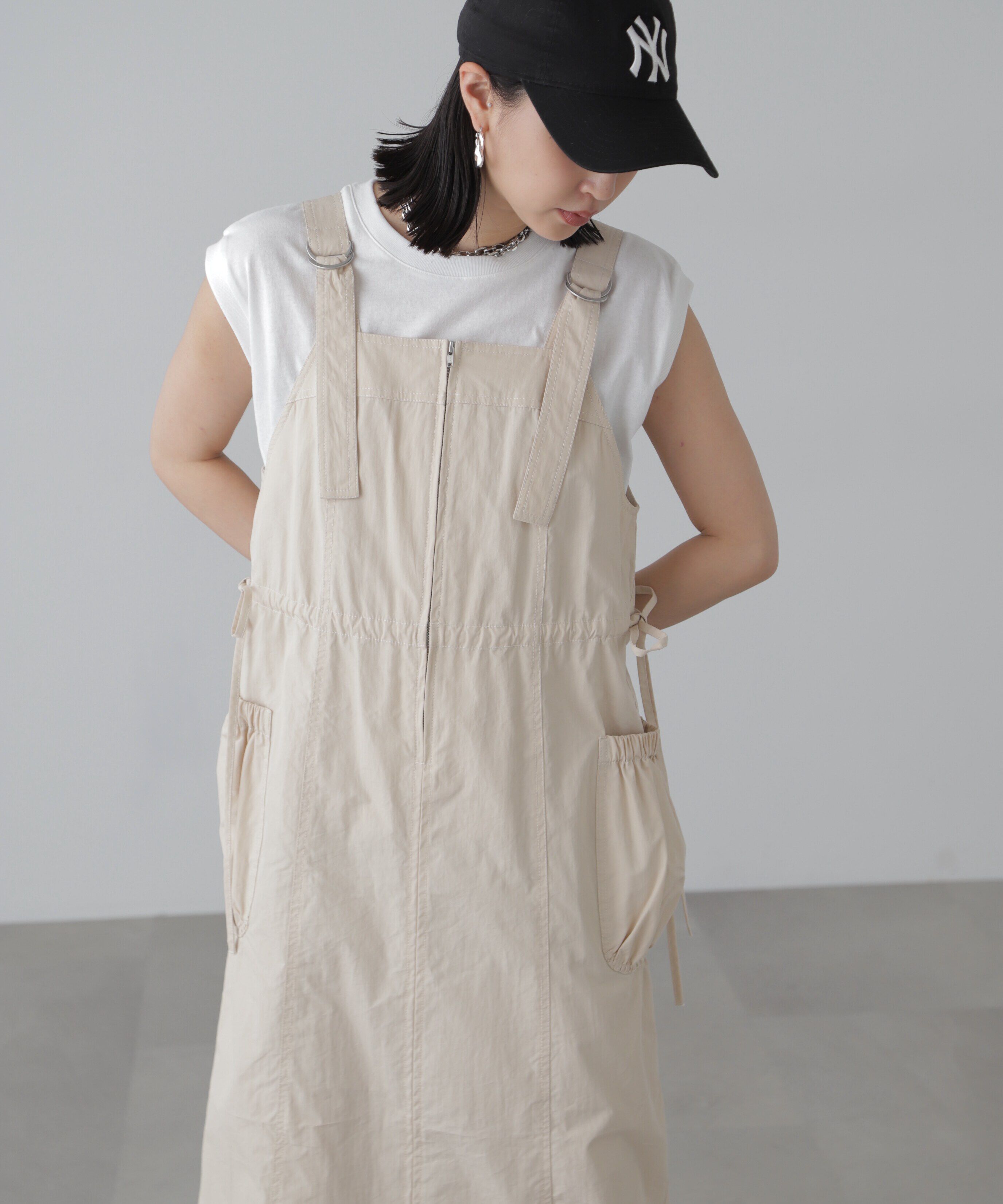  「フロントジップジャンパースカート」|ワンピース|