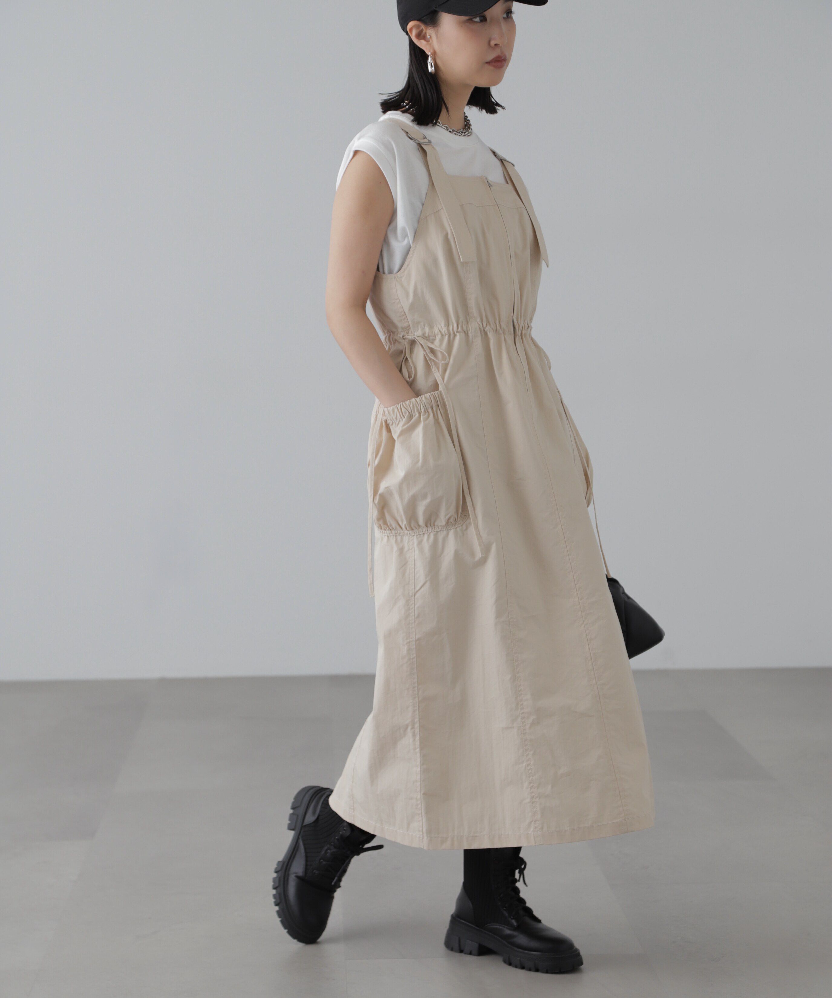  「フロントジップジャンパースカート」|ワンピース|