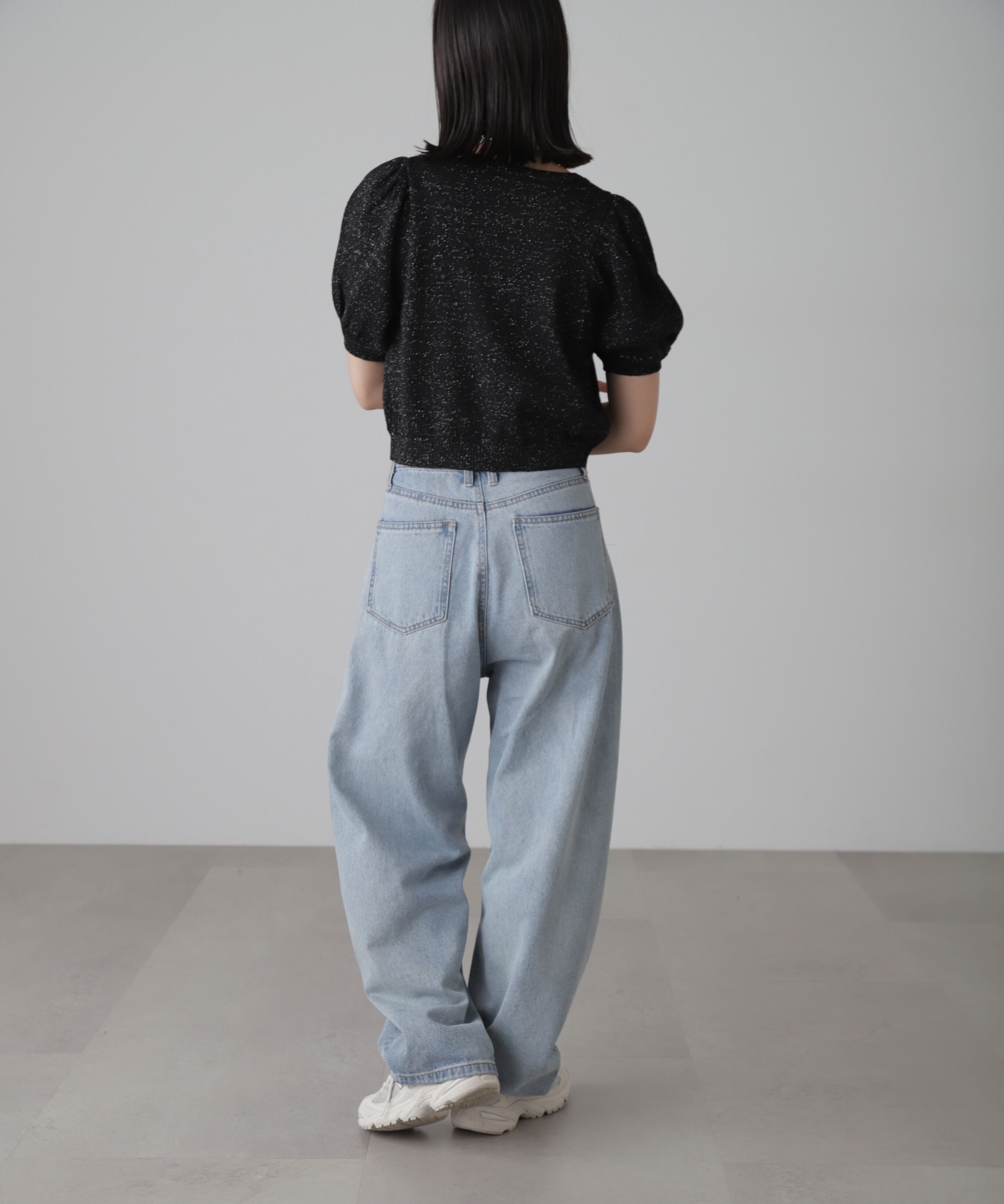  「ラメパフスリーブニットカーディガン」|ニット・セーター|