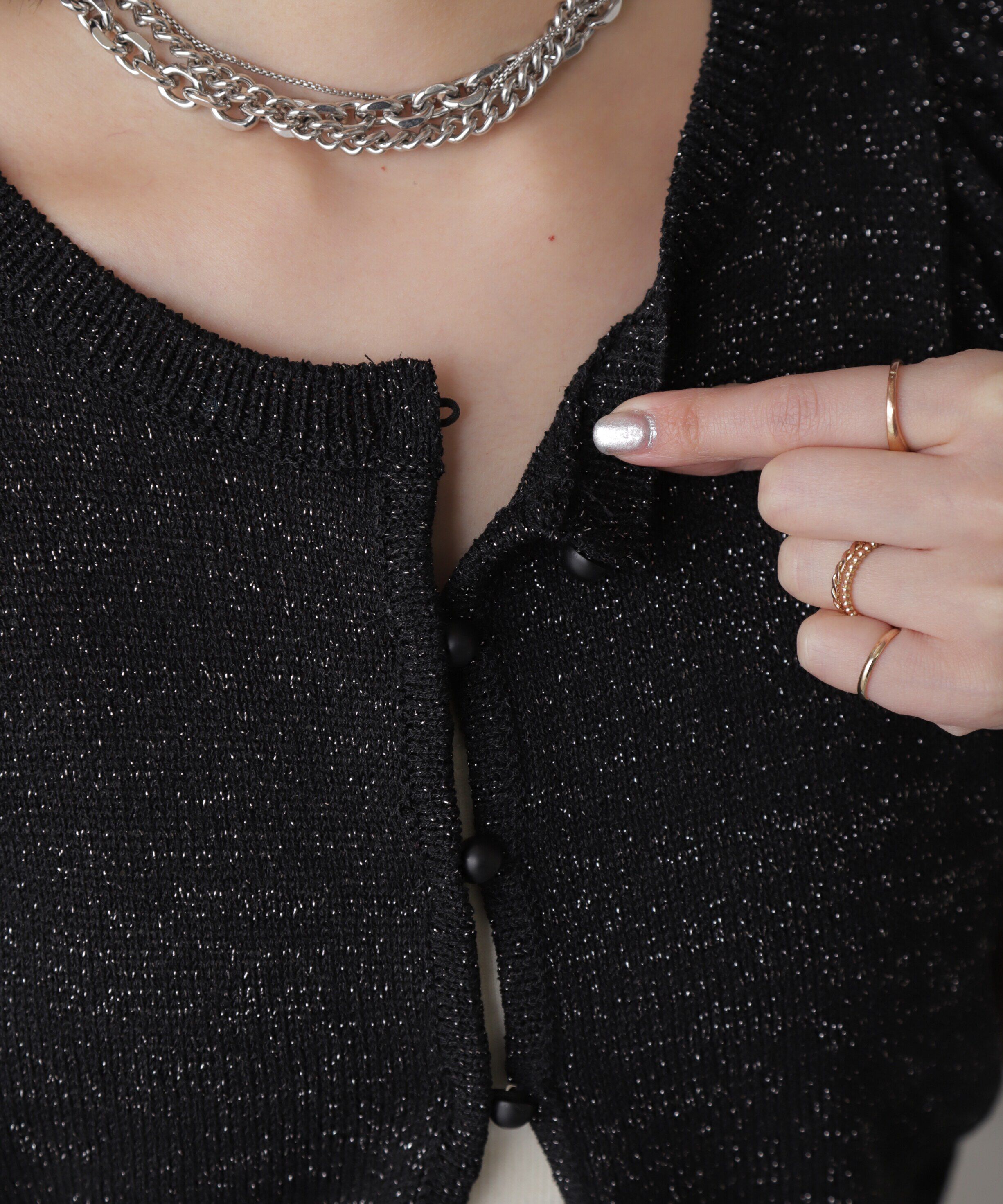  「ラメパフスリーブニットカーディガン」|ニット・セーター|