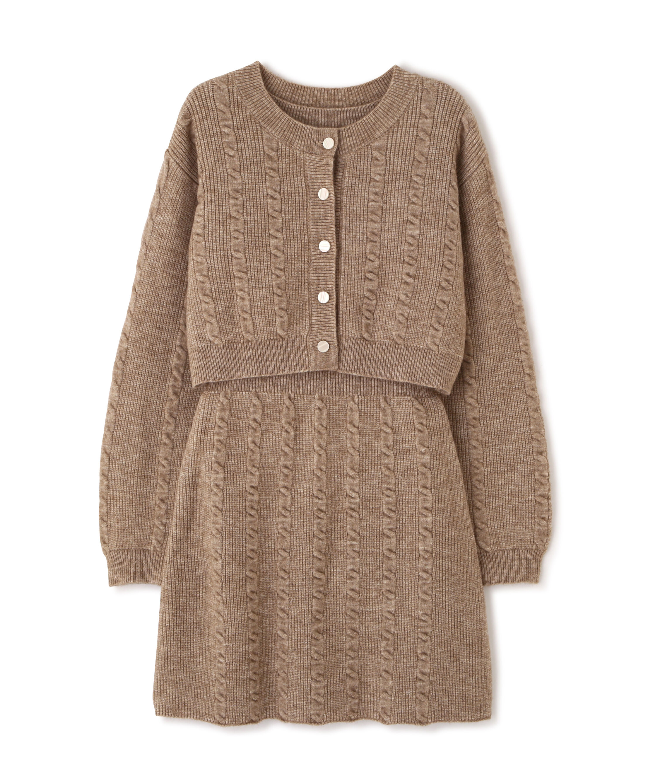  「ケーブルニットカーデ&times;ワンピースセット」|ワンピース|