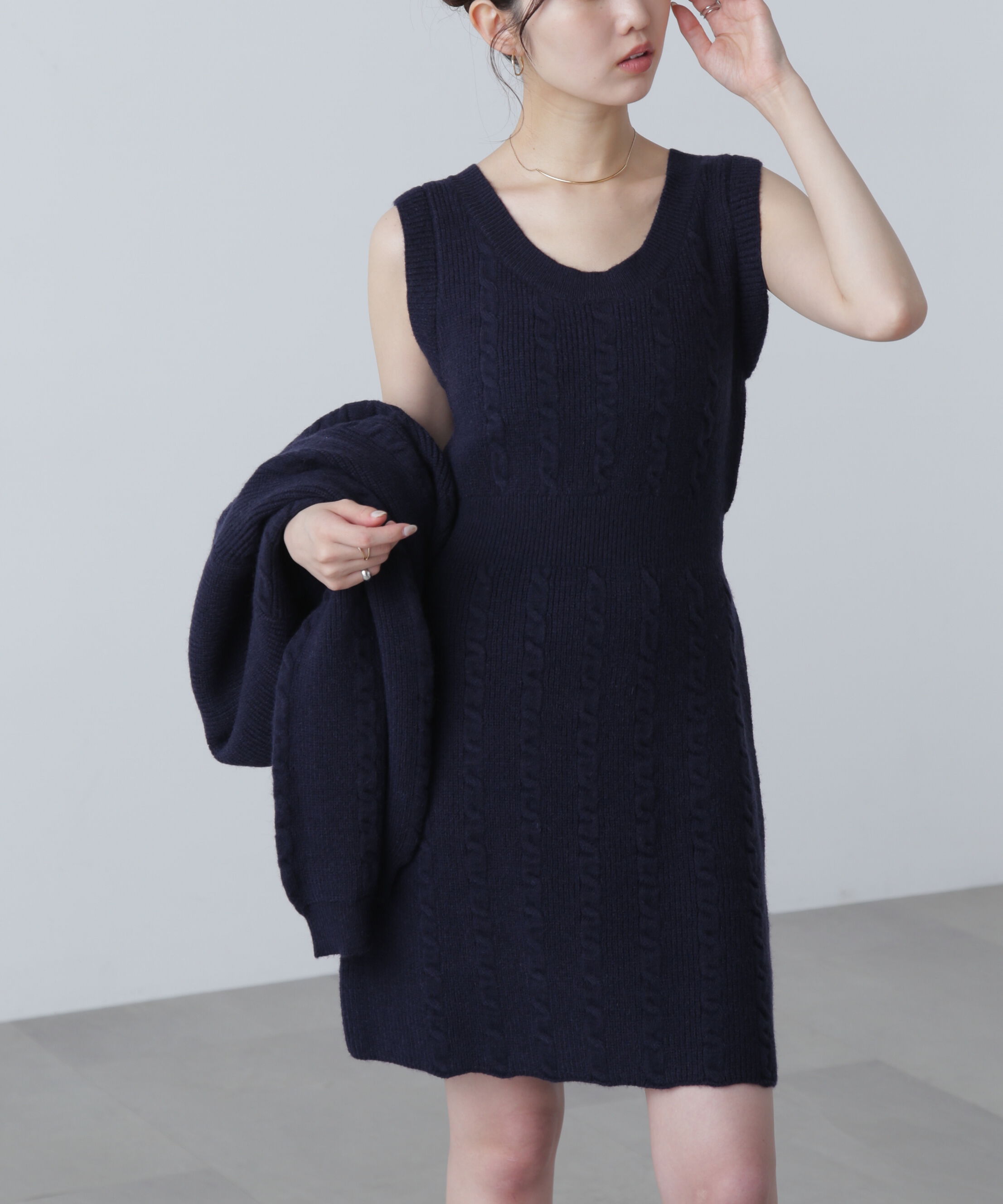  「ケーブルニットカーデ&times;ワンピースセット」|ワンピース|