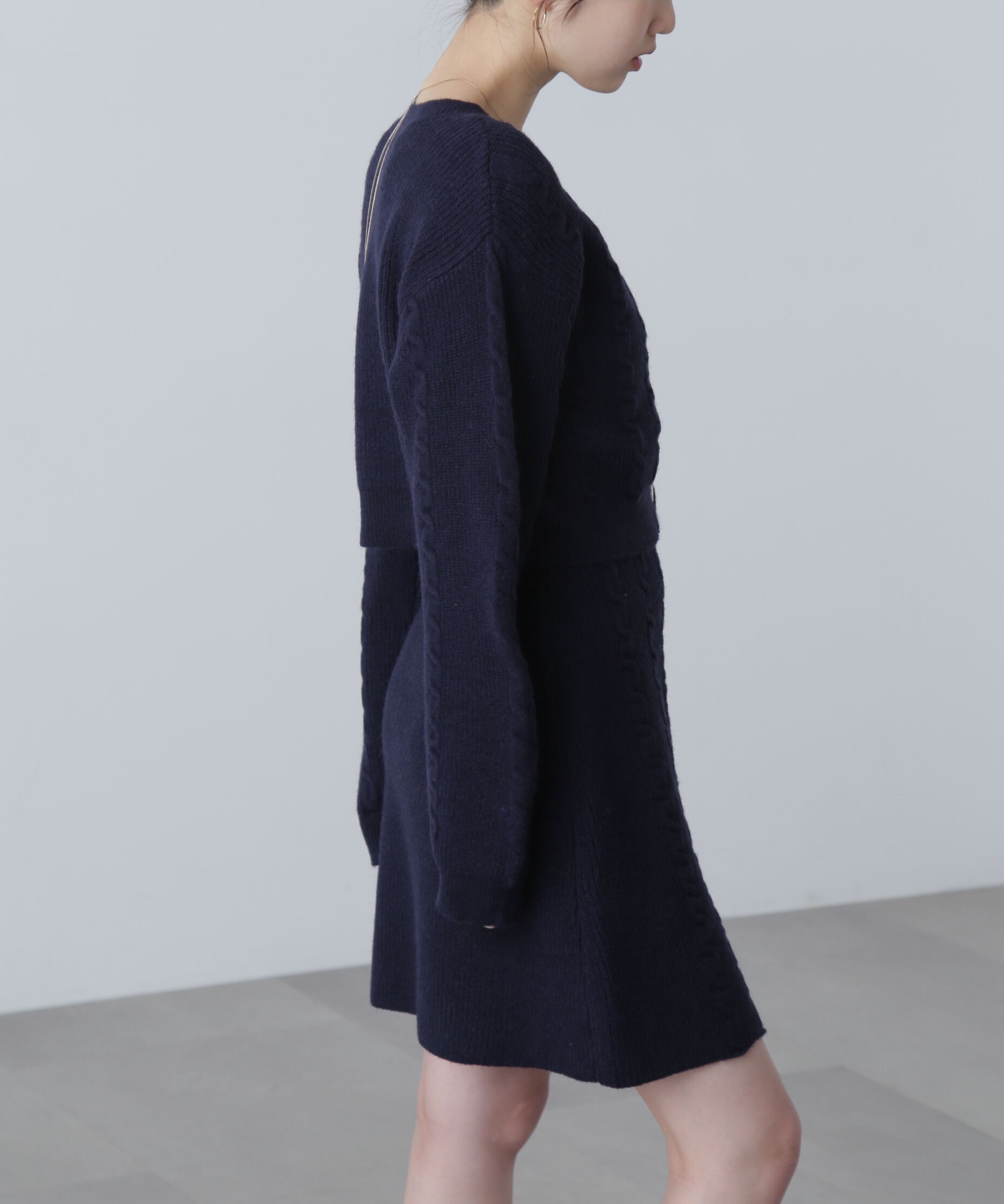  「ケーブルニットカーデ&times;ワンピースセット」|ワンピース|