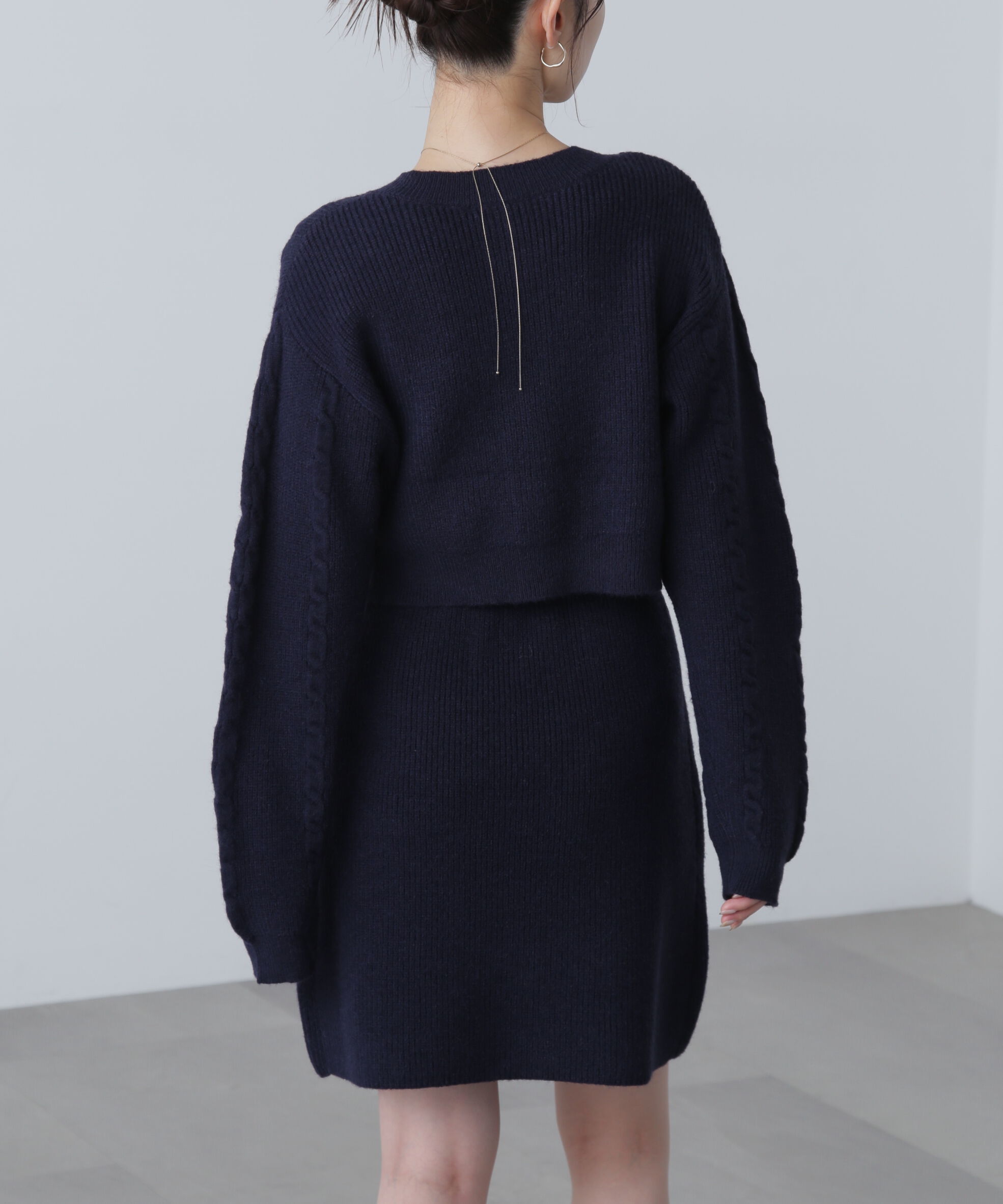  「ケーブルニットカーデ&times;ワンピースセット」|ワンピース|