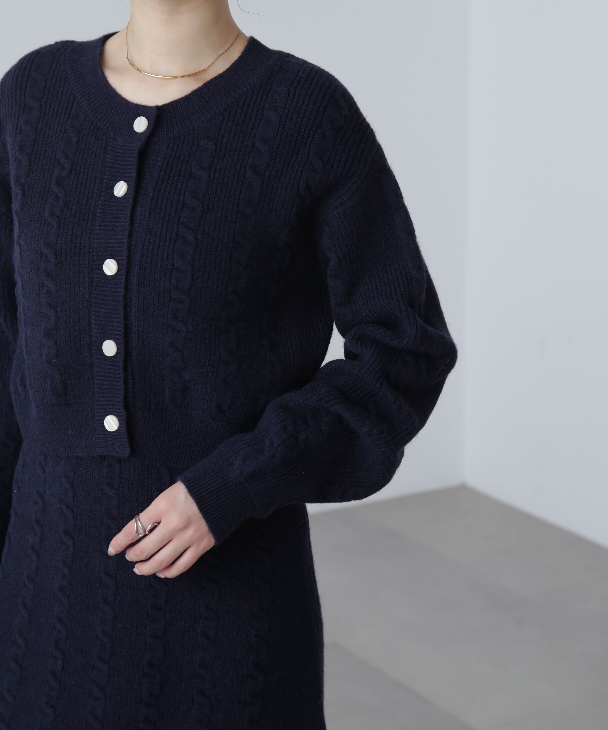  「ケーブルニットカーデ&times;ワンピースセット」|ワンピース|