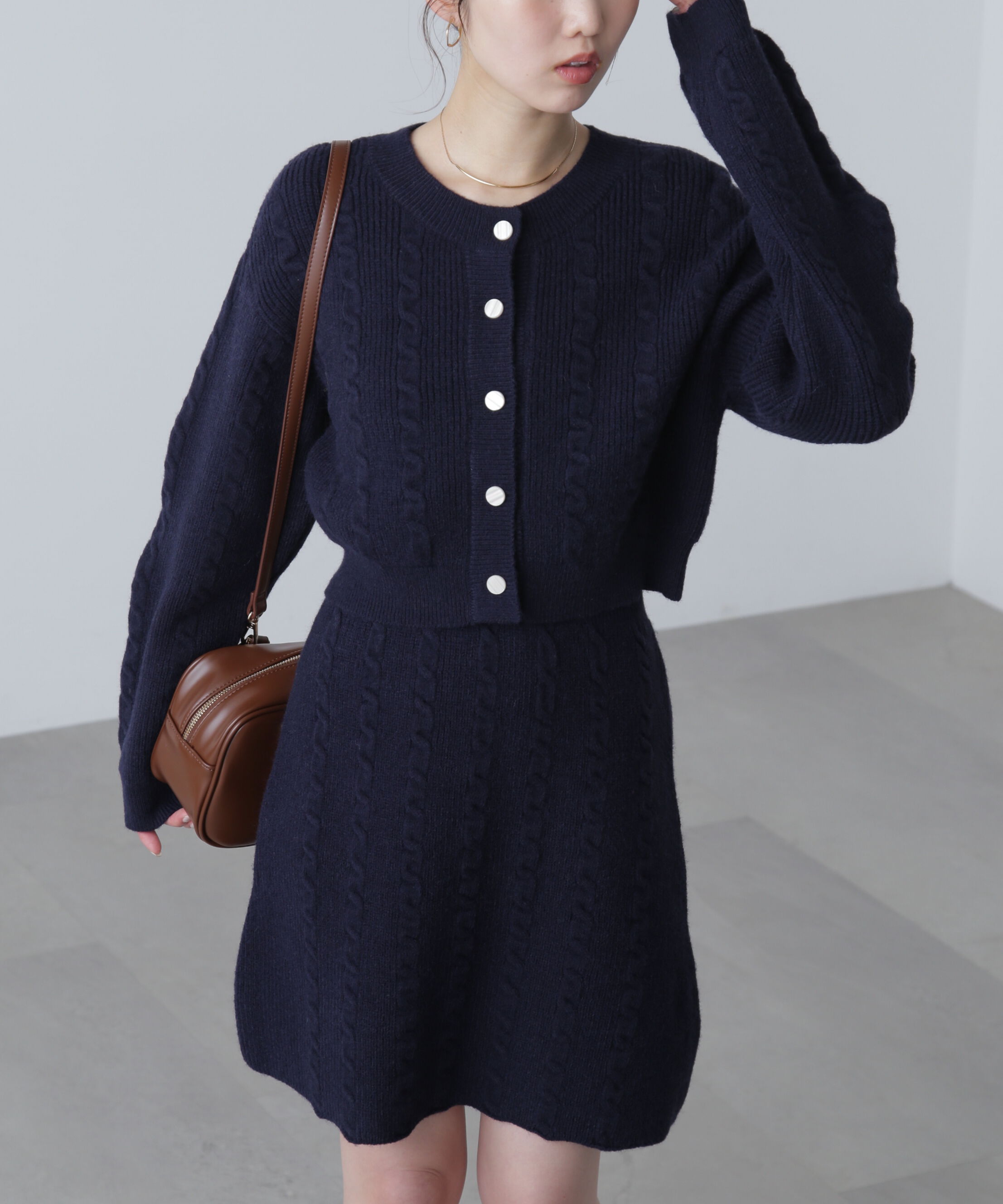  「ケーブルニットカーデ&times;ワンピースセット」|ワンピース|