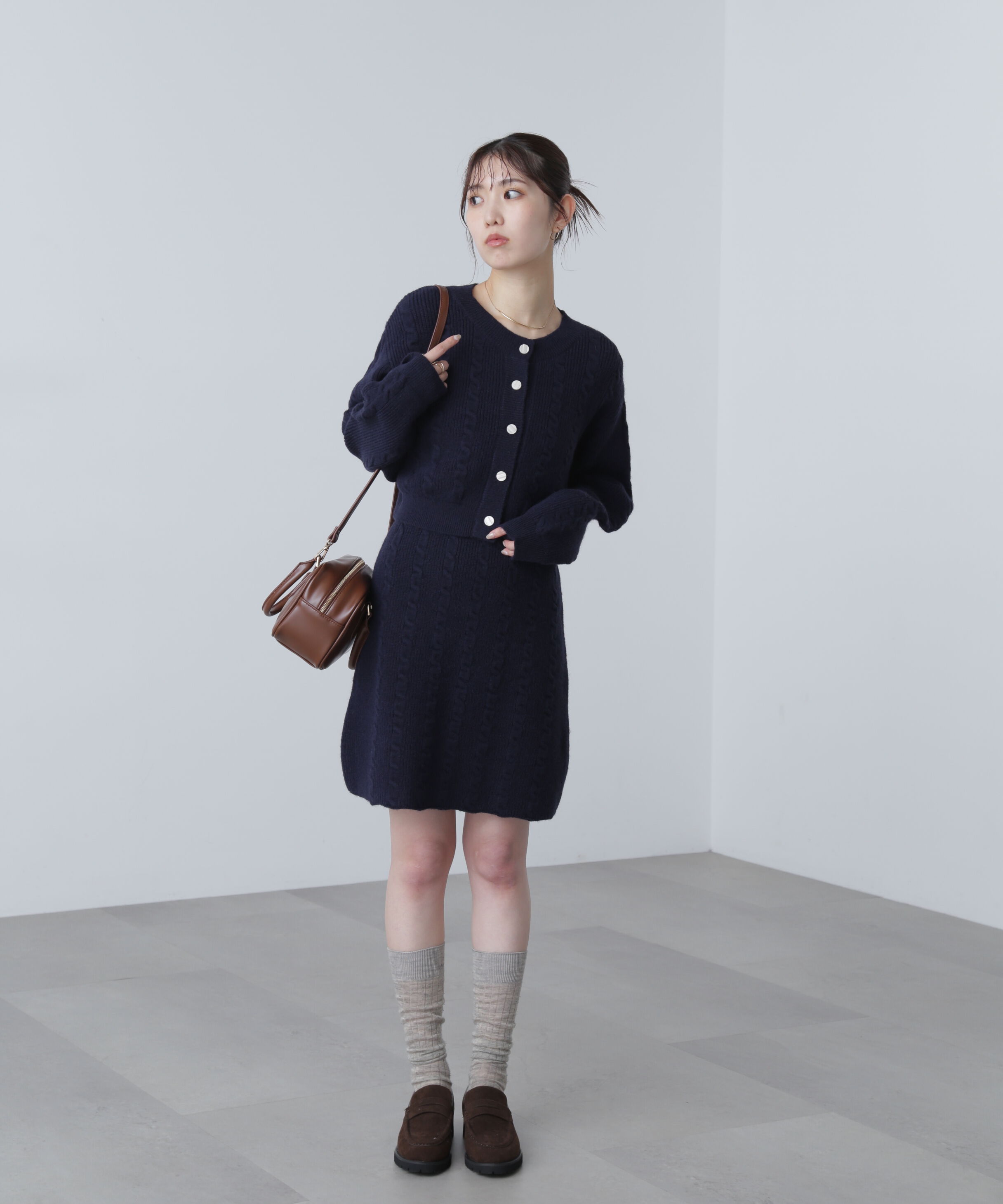  「ケーブルニットカーデ&times;ワンピースセット」|ワンピース|