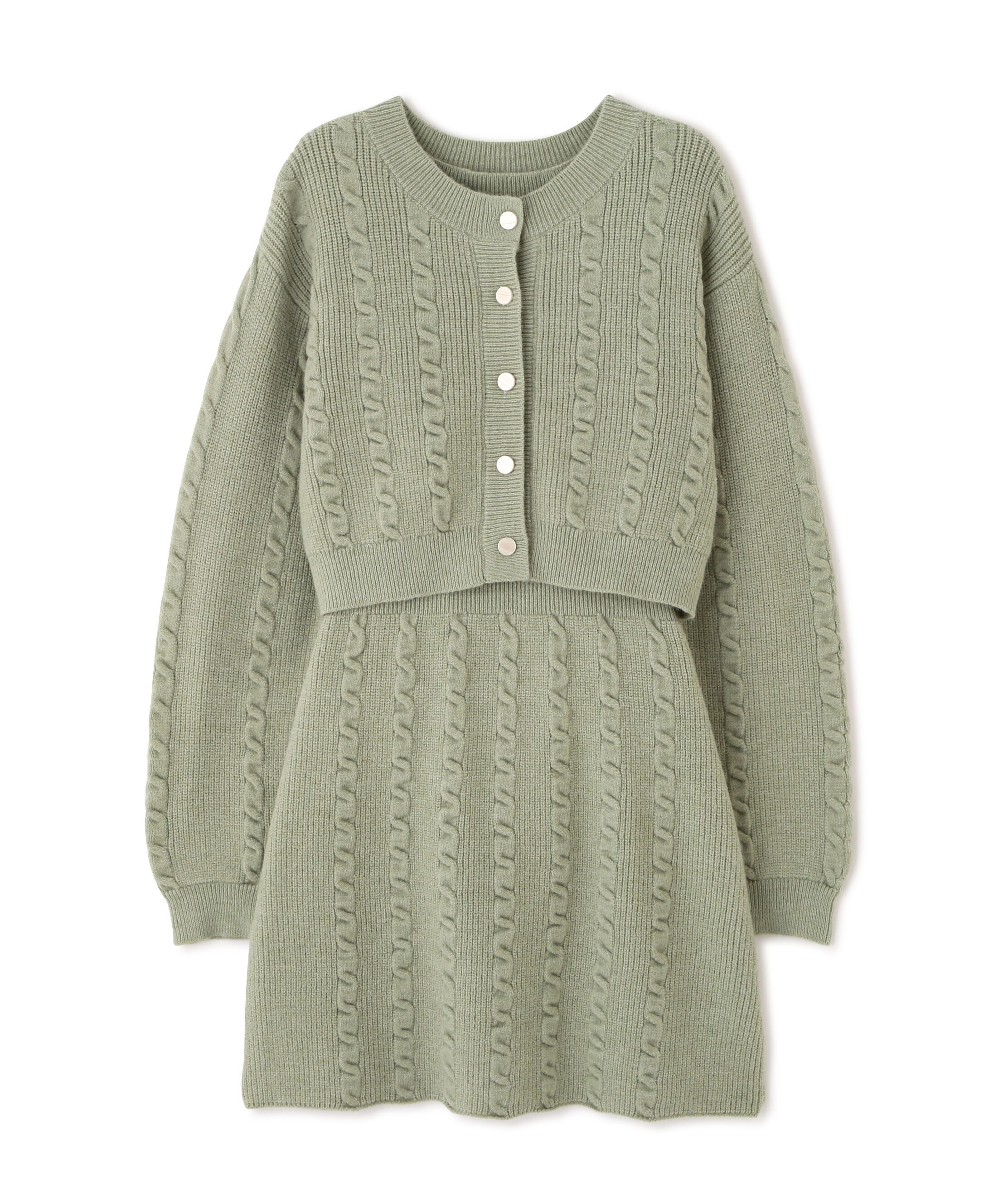 「ケーブルニットカーデ&times;ワンピースセット」|ワンピース|