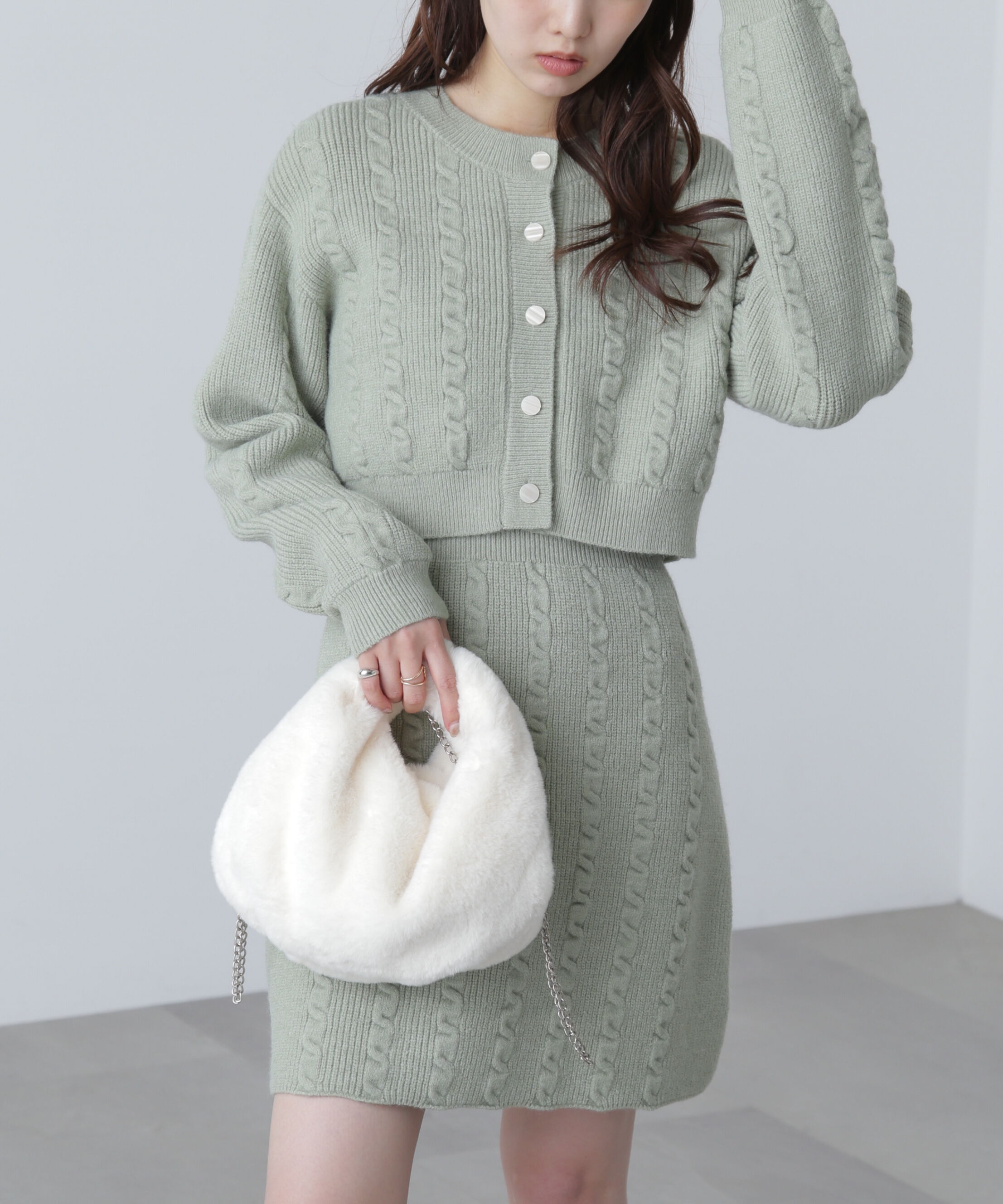  「ケーブルニットカーデ&times;ワンピースセット」|ワンピース|