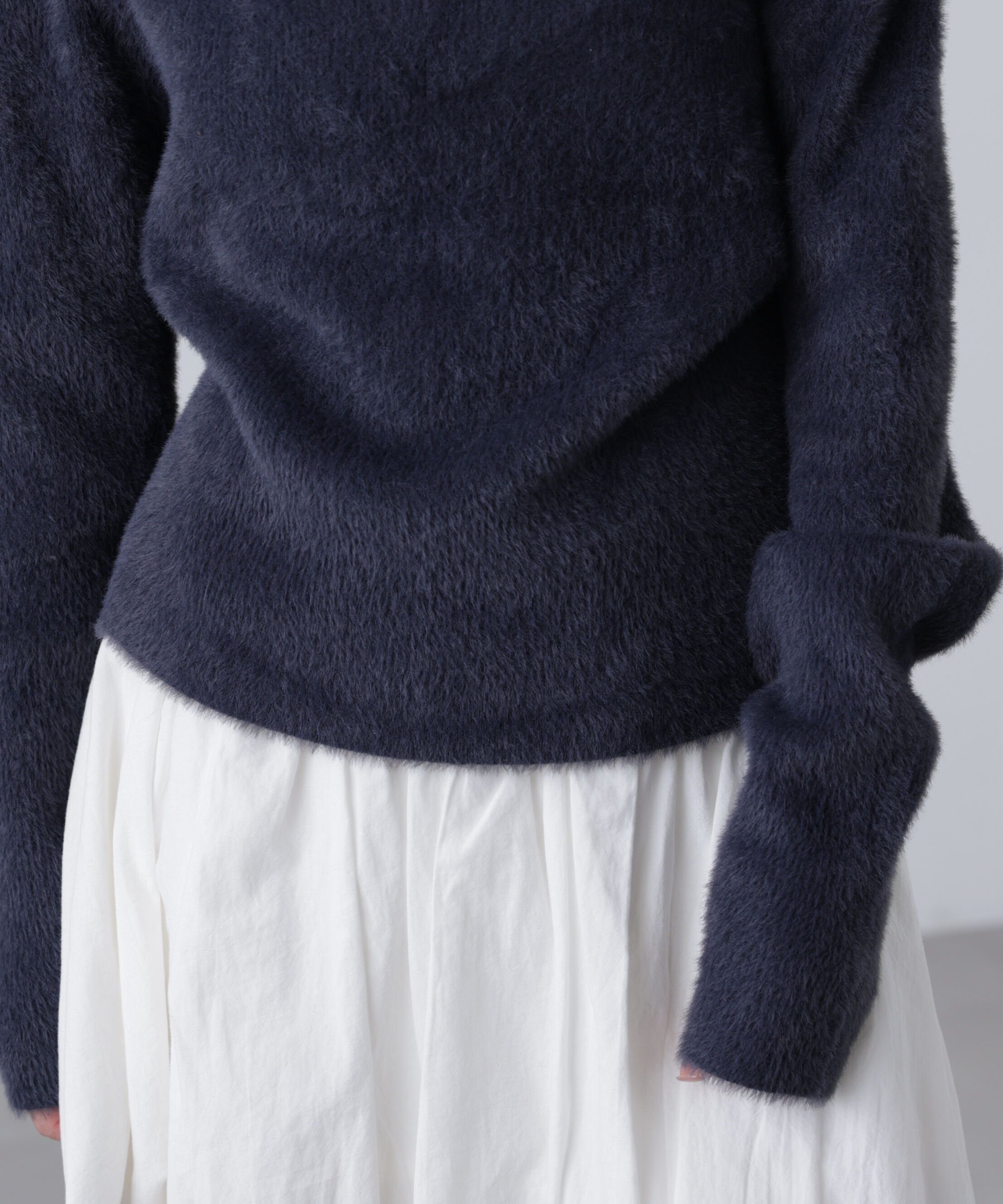  「シャギーオフショルドレープネックニット」|ニット・セーター|