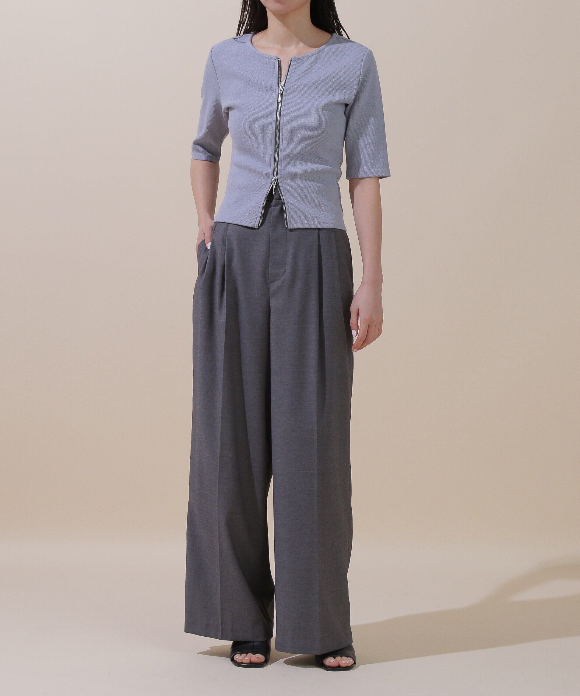  「ウエストロゴワイドパンツ」|その他|グレー