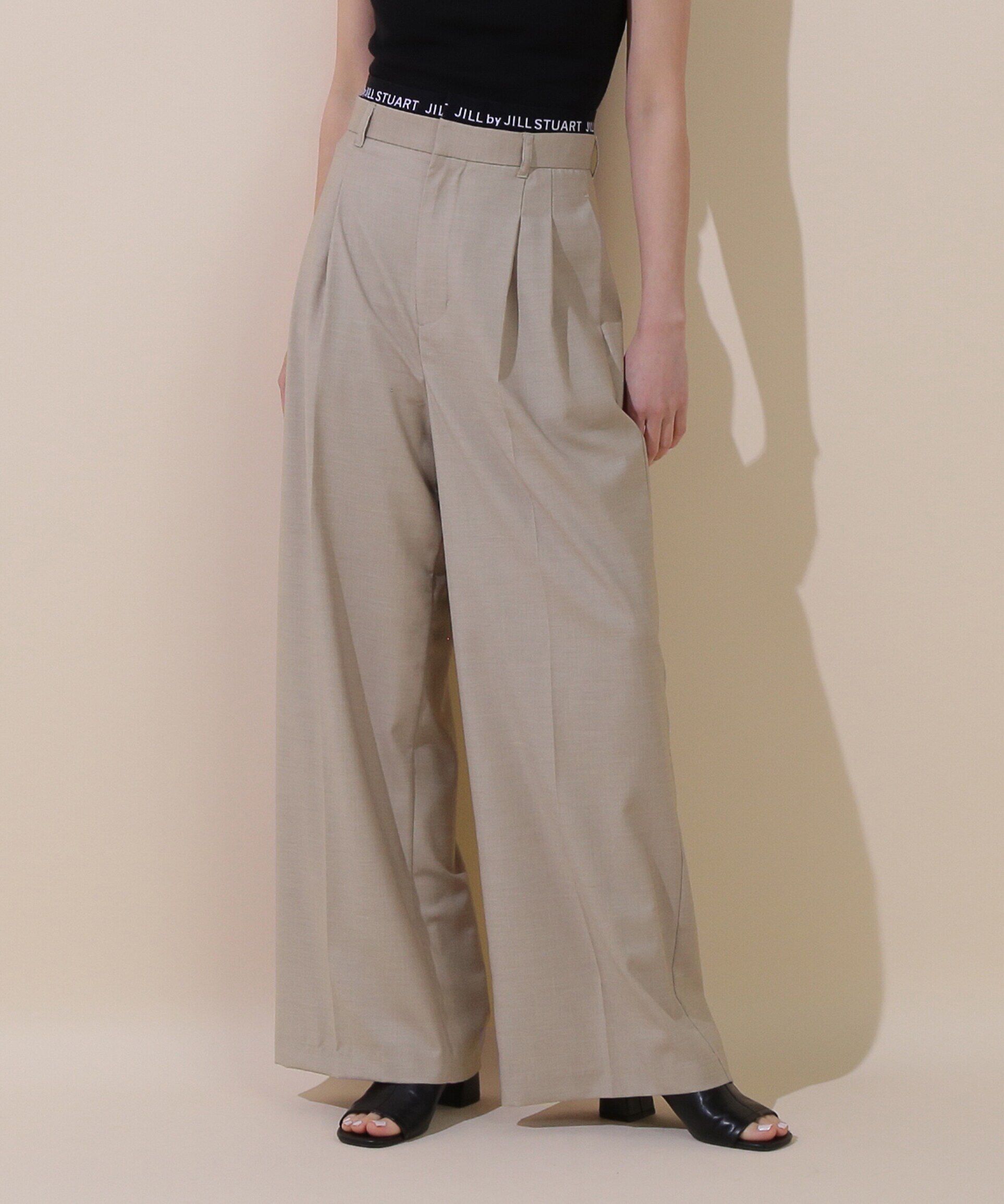  「ウエストロゴワイドパンツ」|その他|ベージュ