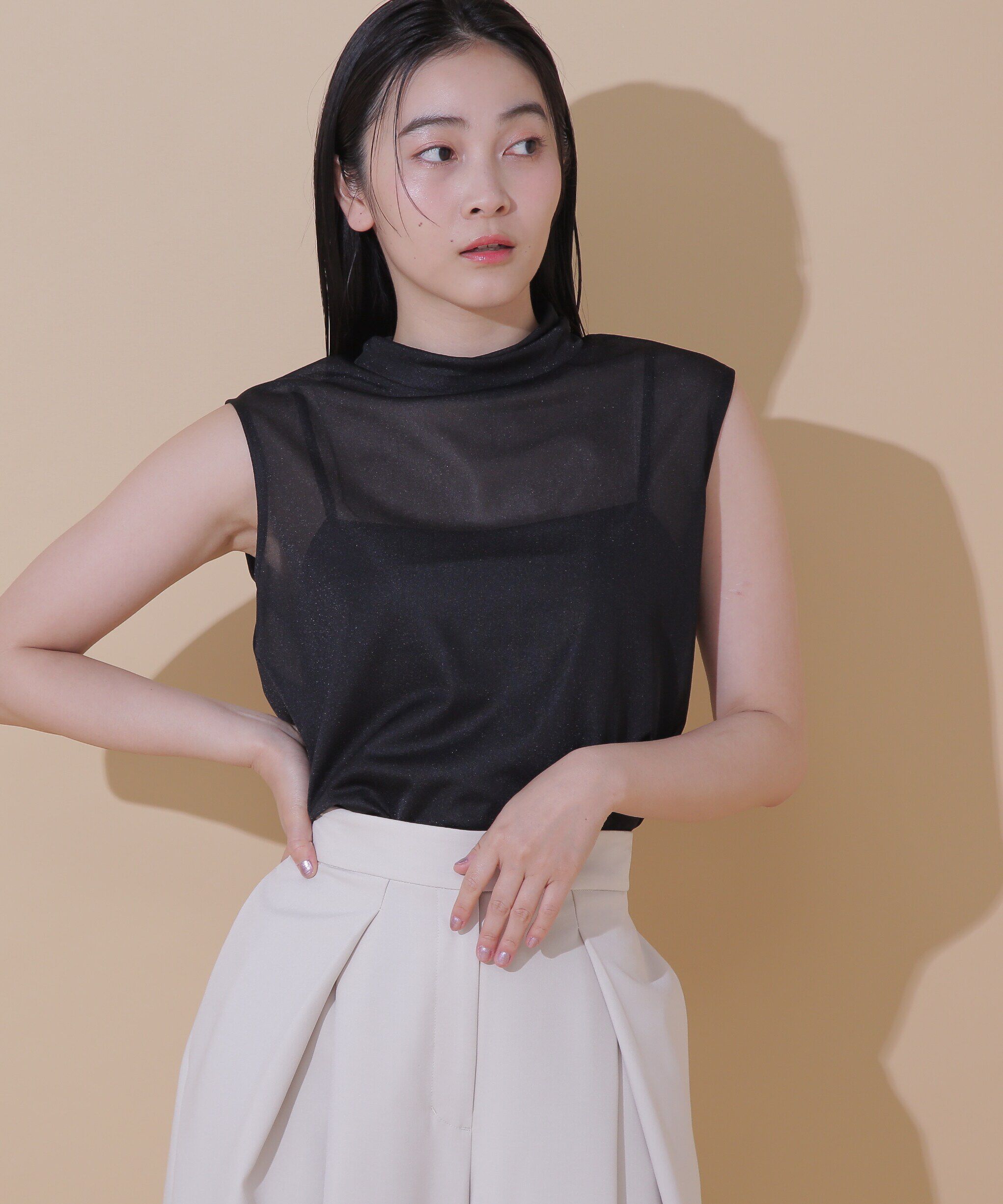  「◆シアーハイネックカットトップス」|Tシャツ・カットソー|