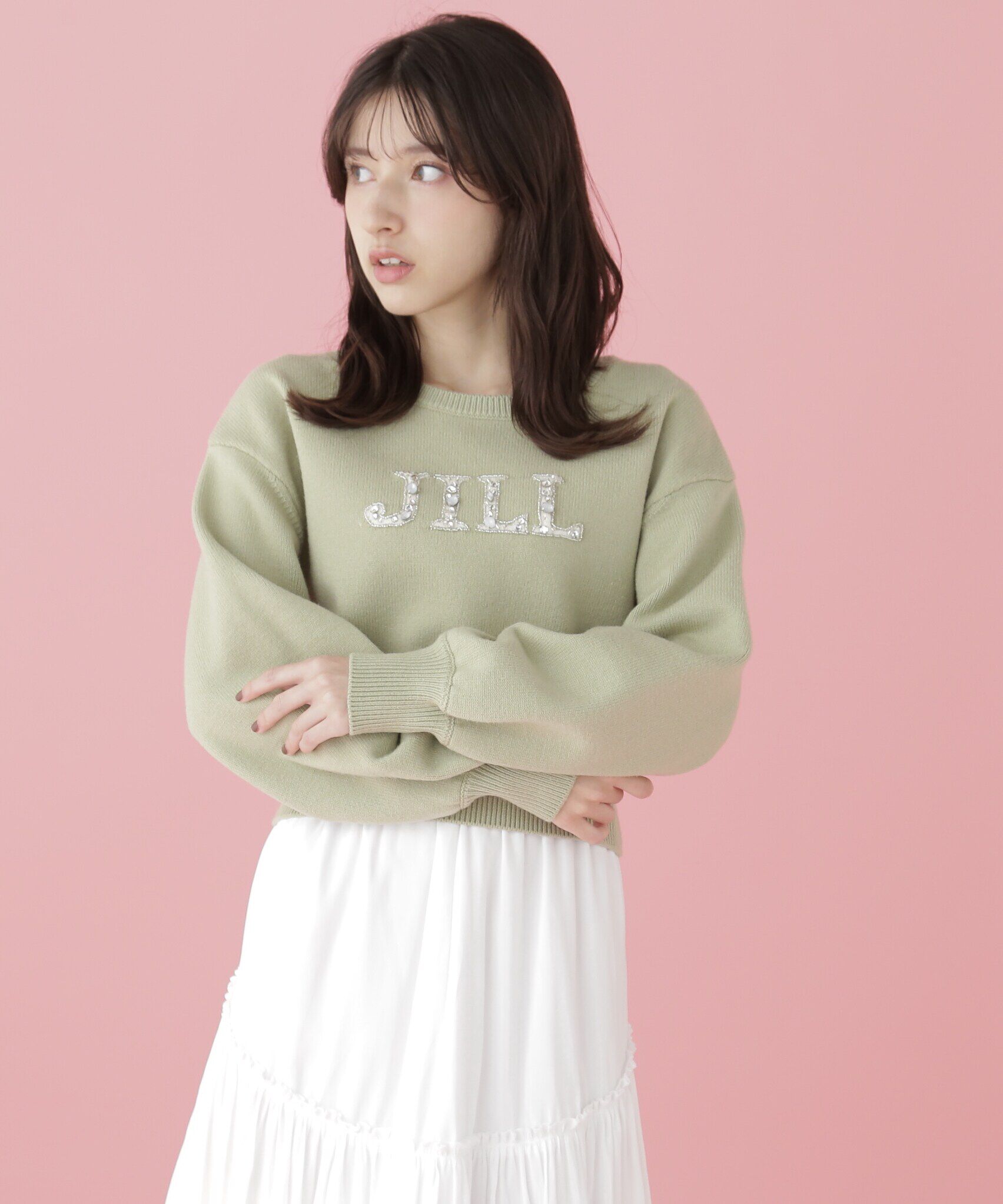  「クリスタルビジューロゴニット」|ニット・セーター|