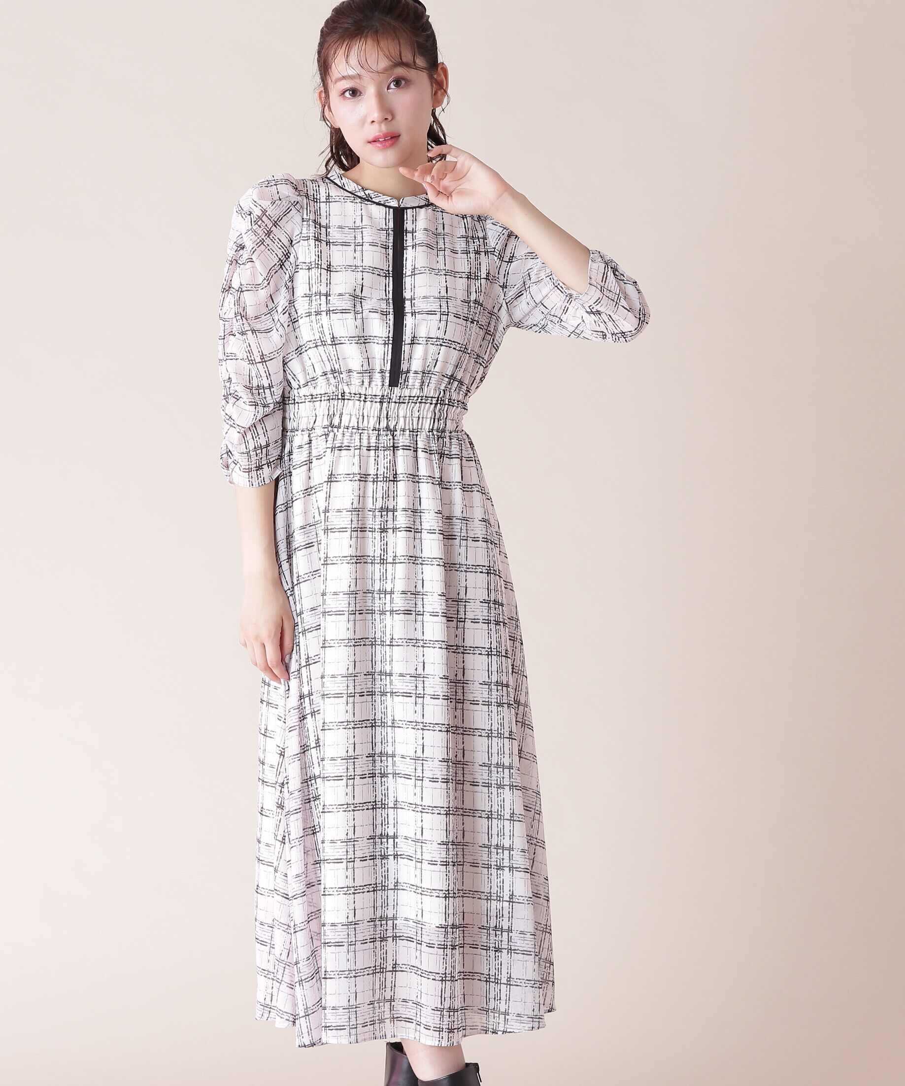  「オータムカラープリントワンピース」|ワンピース|