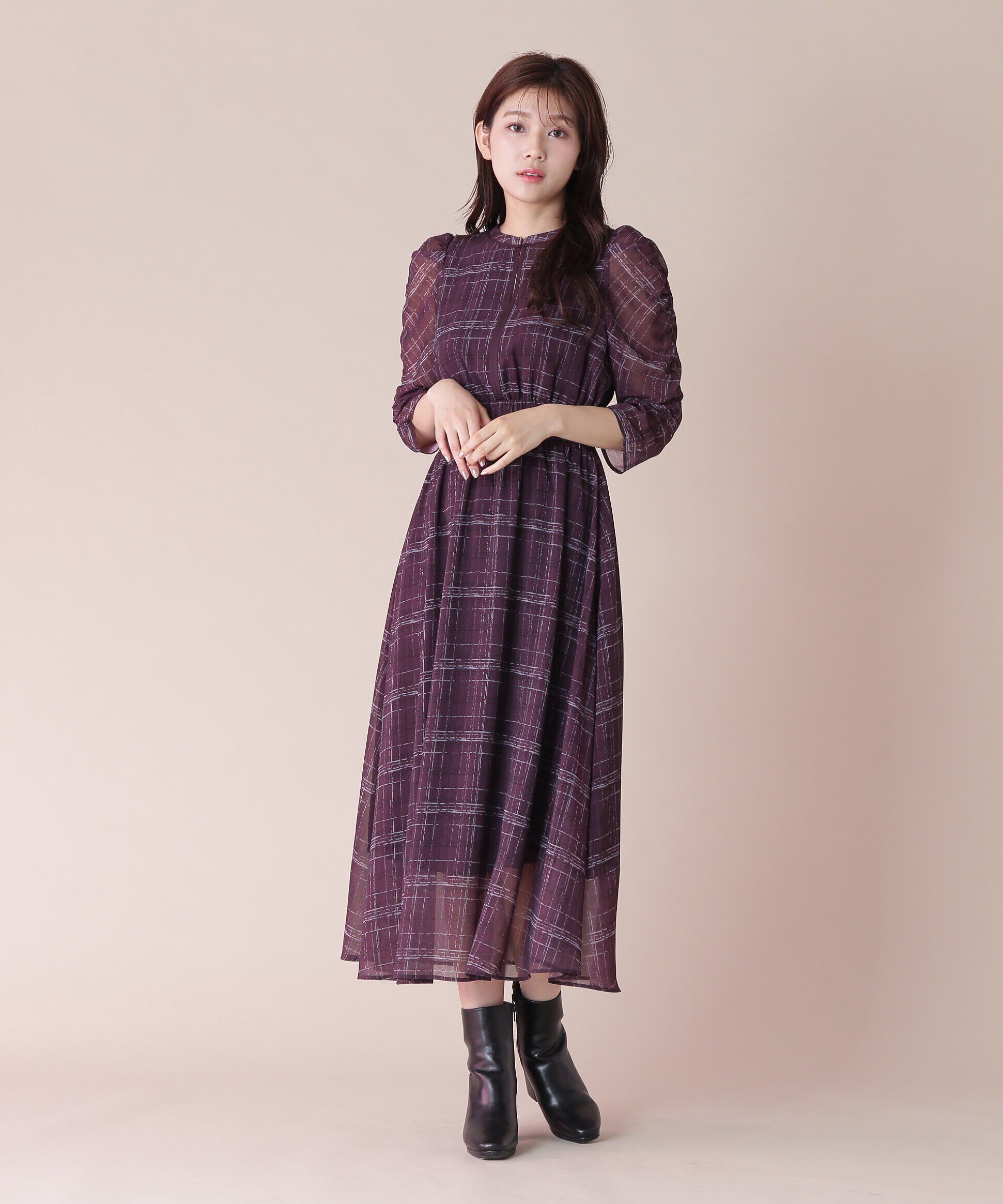  「オータムカラープリントワンピース」|ワンピース|