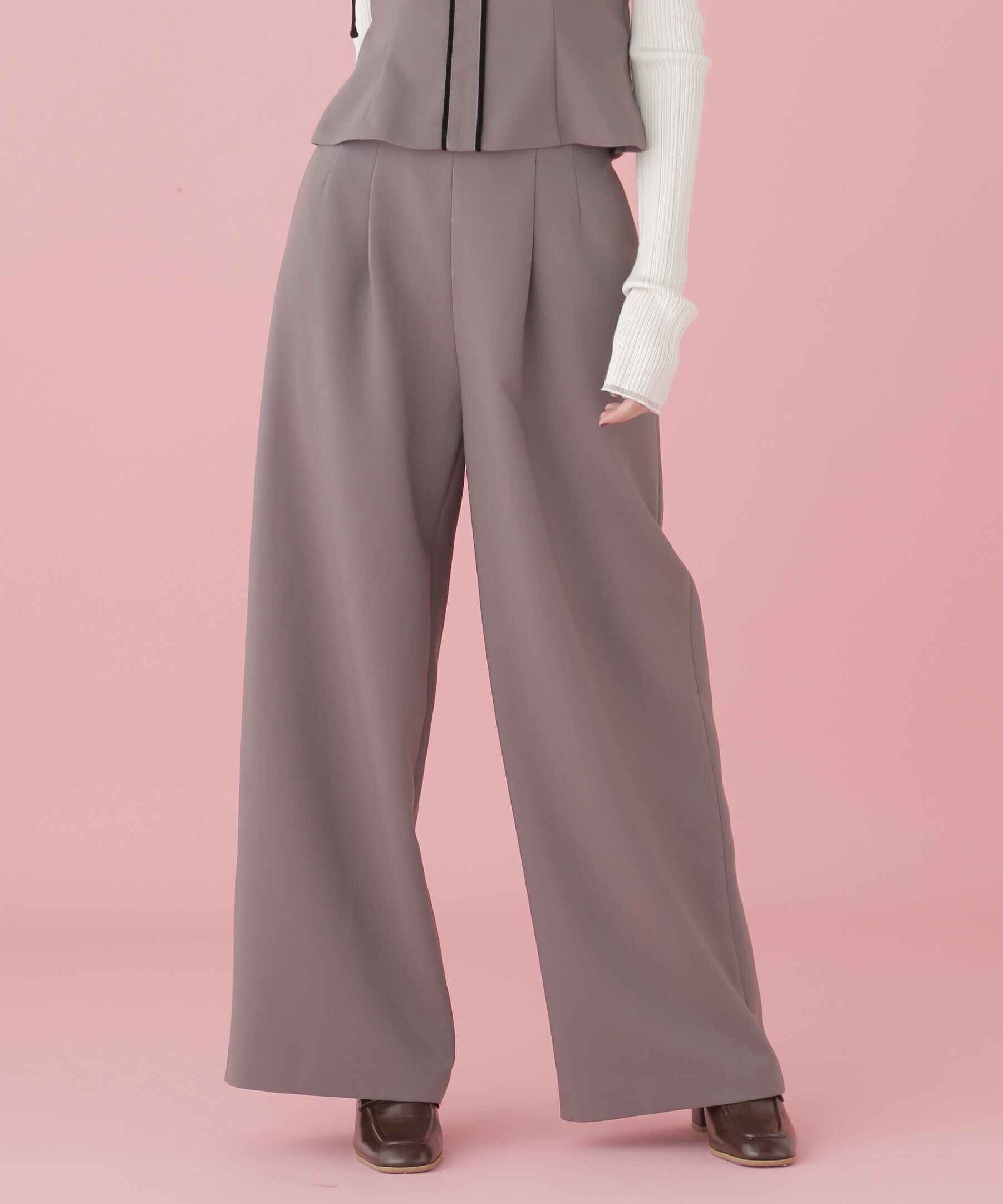  「前釦タックワイドパンツ」|その他|モカ1