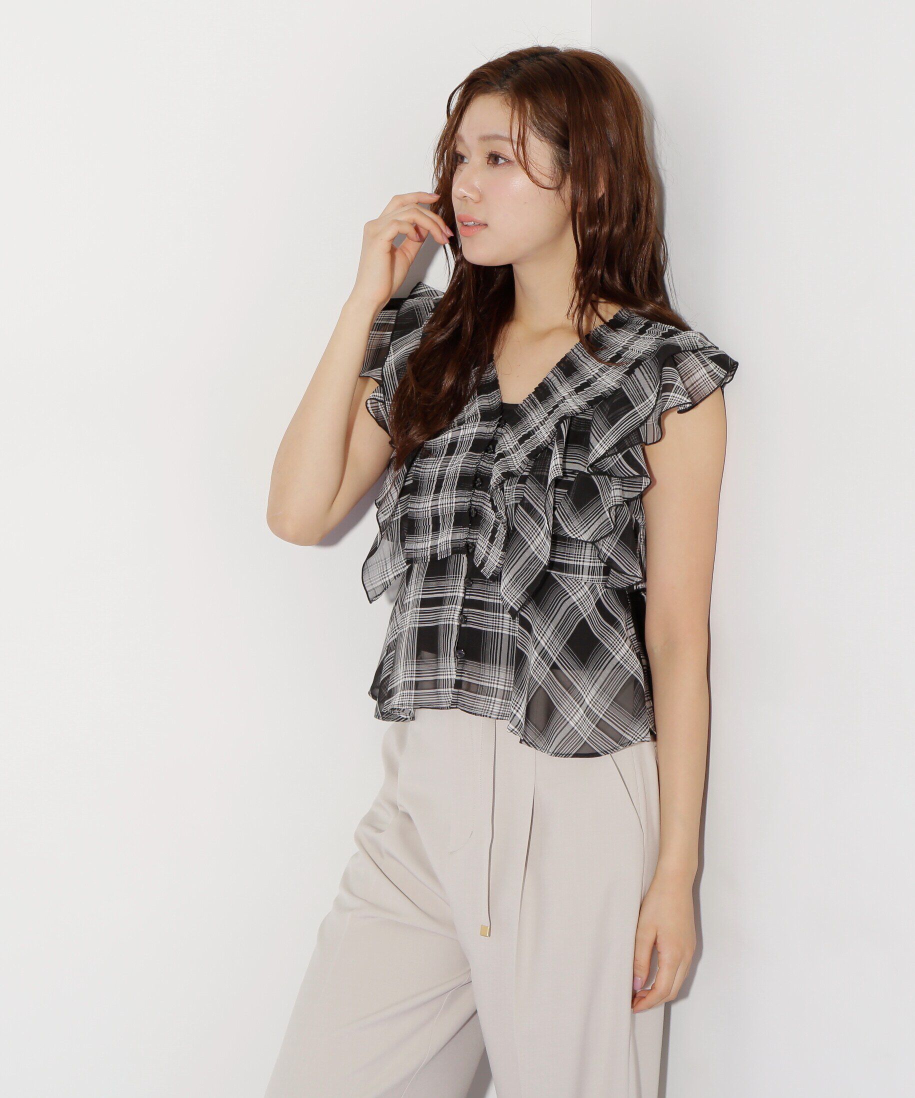  「プリーツフリルブラウス」|シャツ・ブラウス|