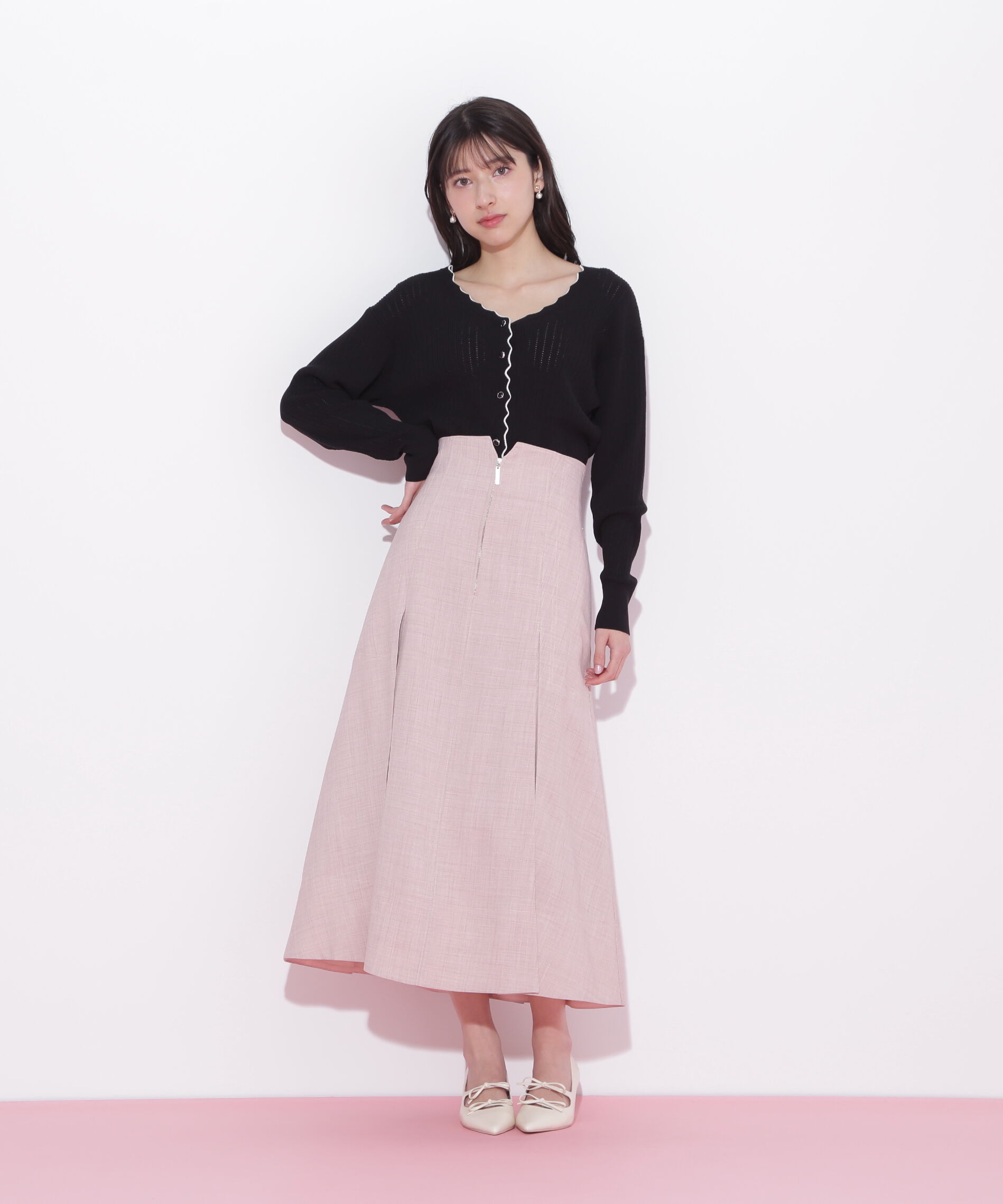  「フロントジップタックスカート」|スカート|
