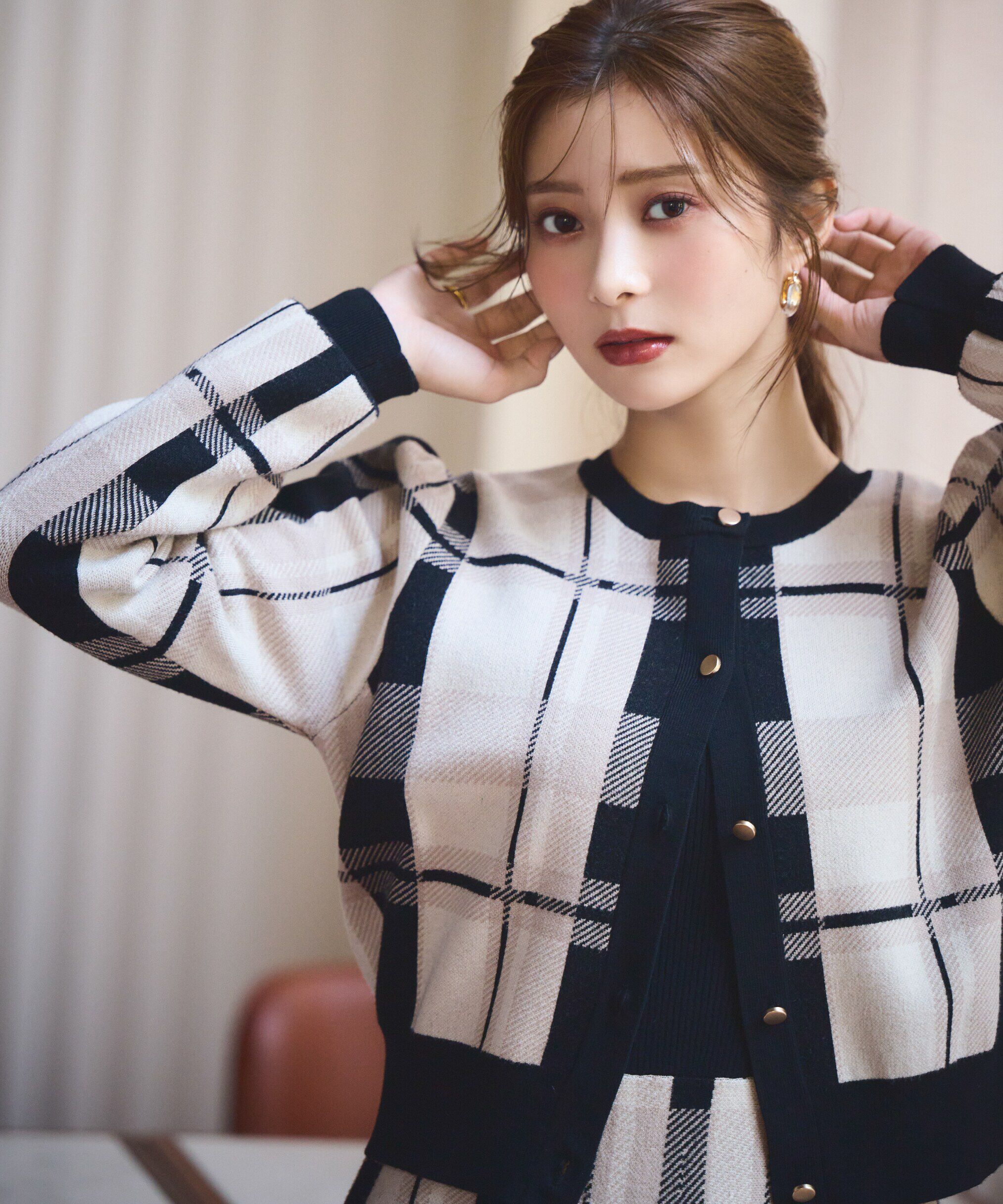 PROPORTION BODY DRESSING「チェックカーディガン」|カーディガン|ブラック